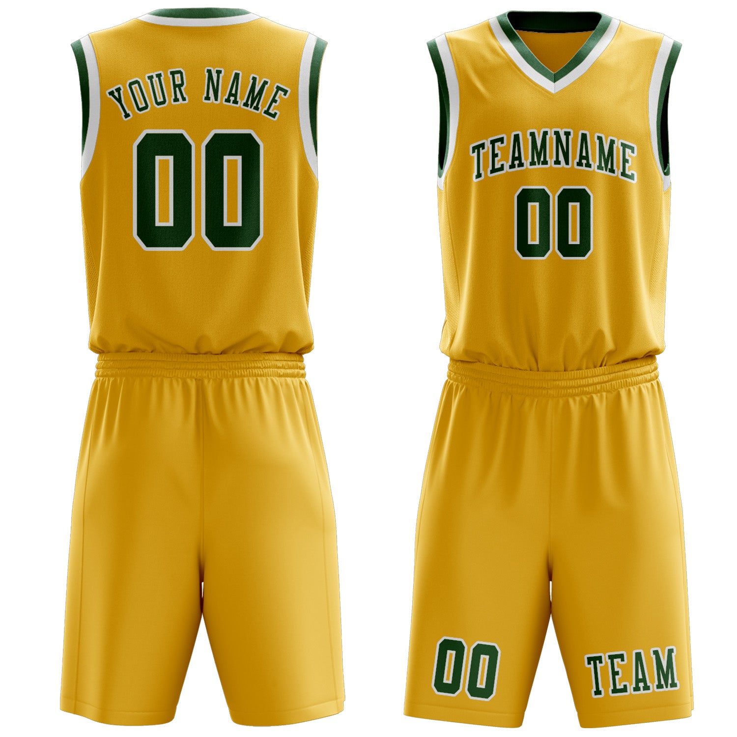Custom Gold Green Basketball Set