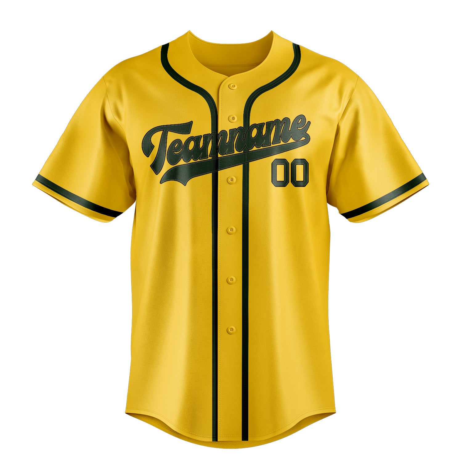 Custom Gold Dark Green Baseball Jersey