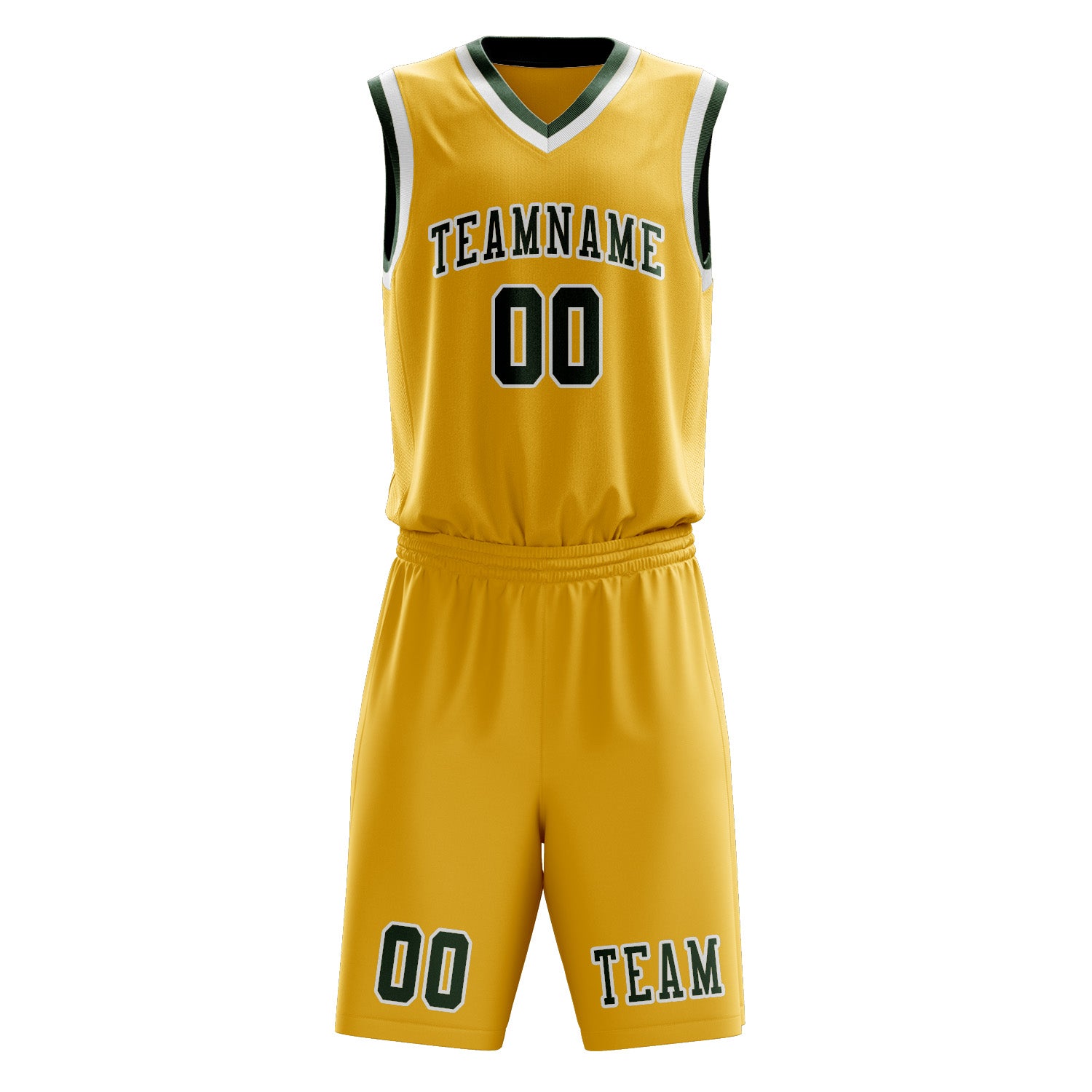 Custom Gold Dark Green Basketball Set