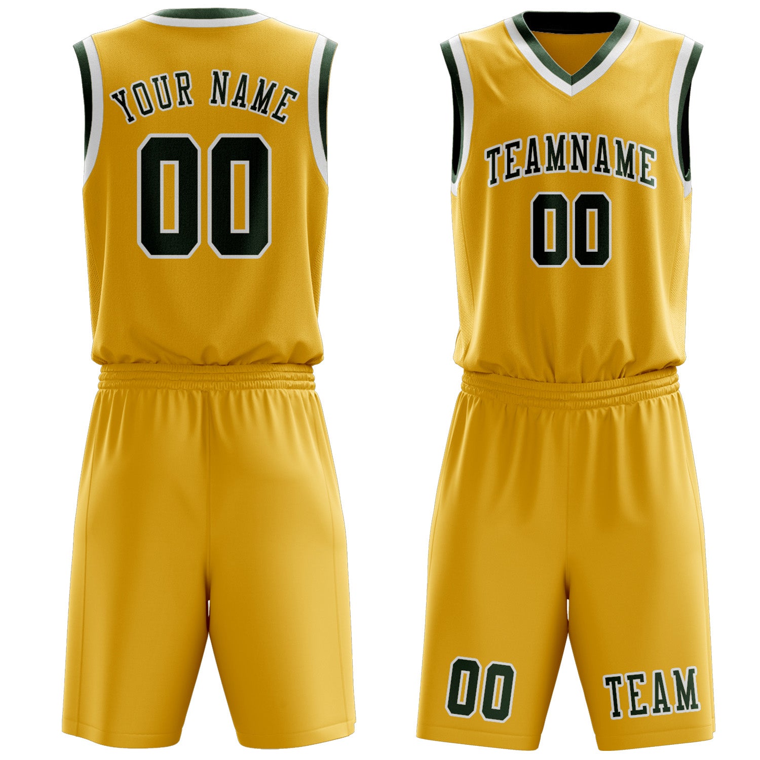 Custom Gold Dark Green Basketball Set