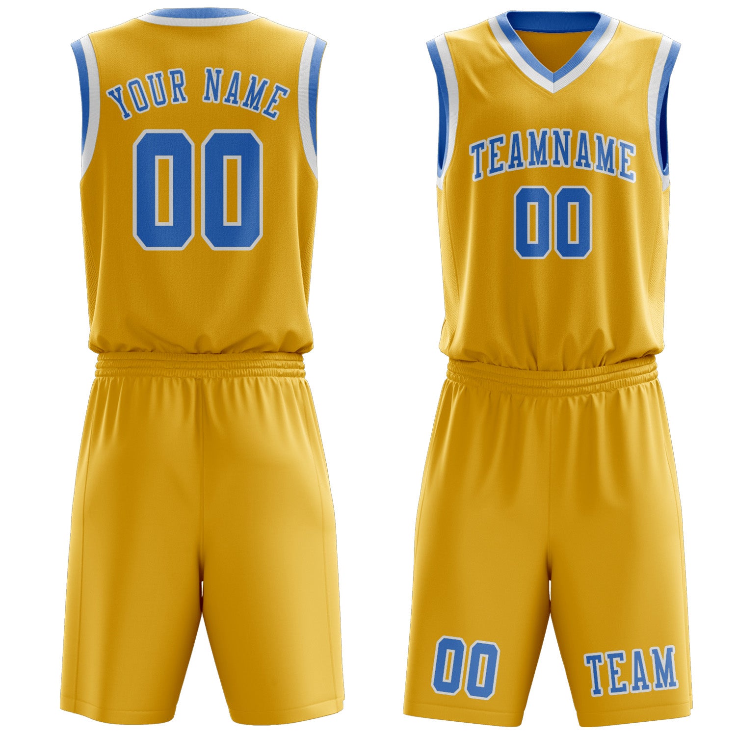 Custom Gold Light Blue Basketball Set