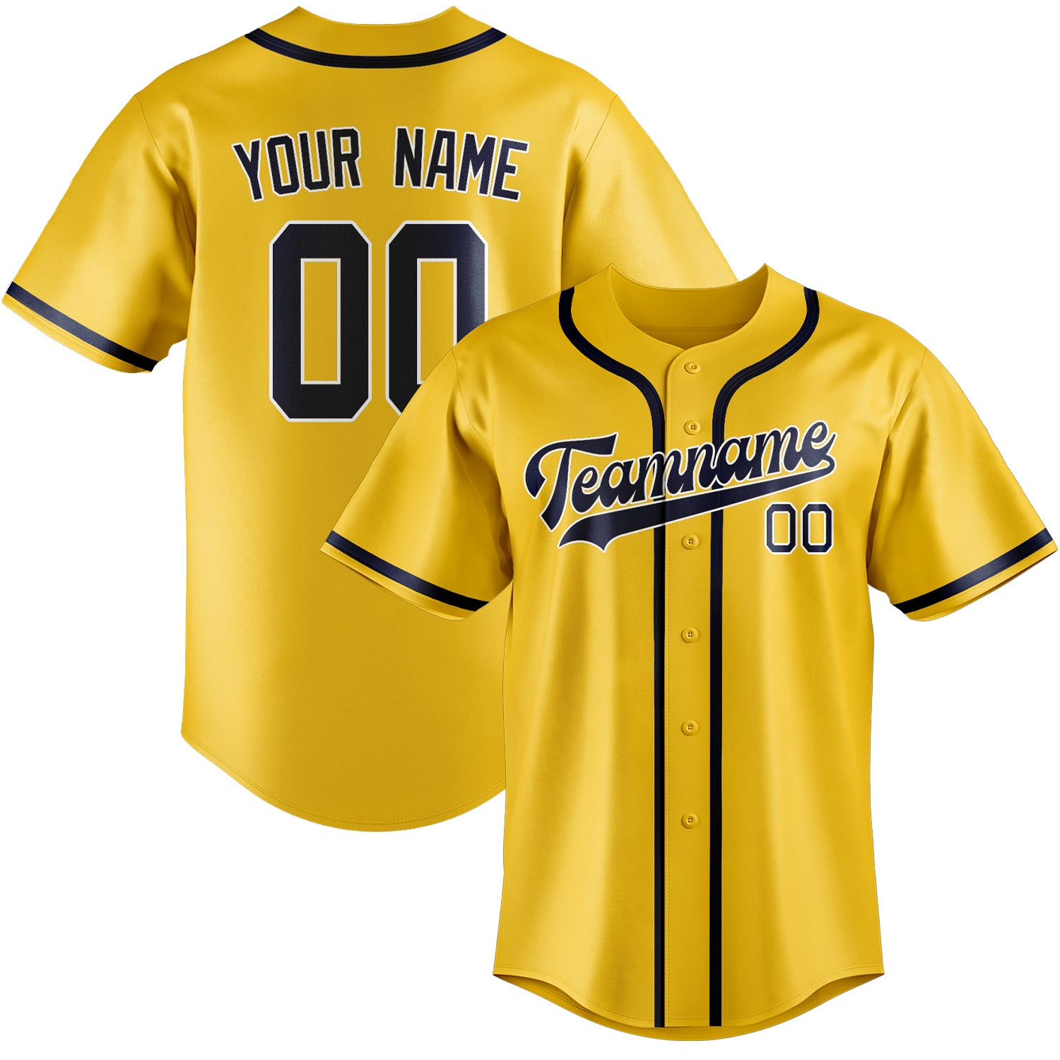 Custom Gold Blue Baseball Jersey