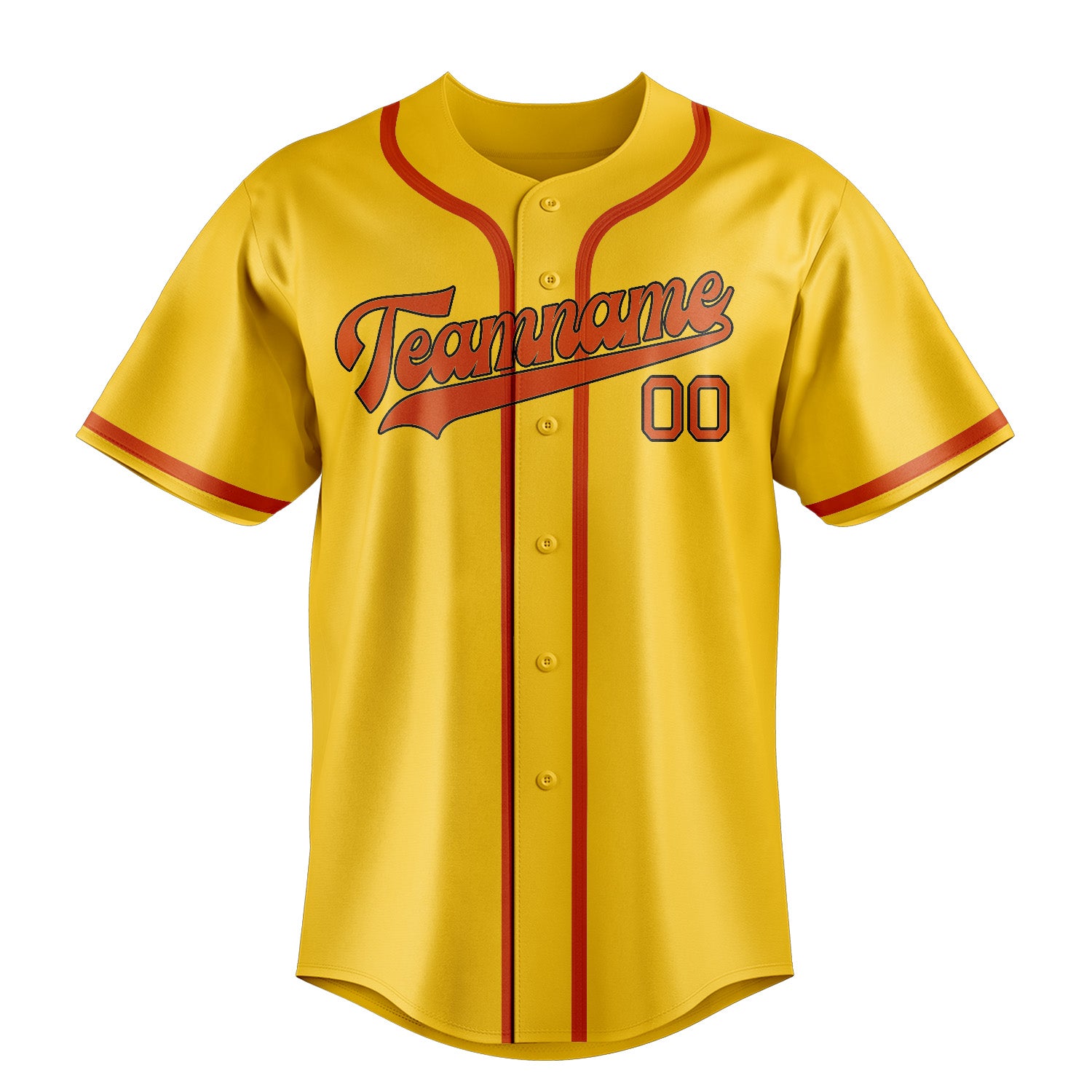 Custom Gold Orange Red Baseball Jersey