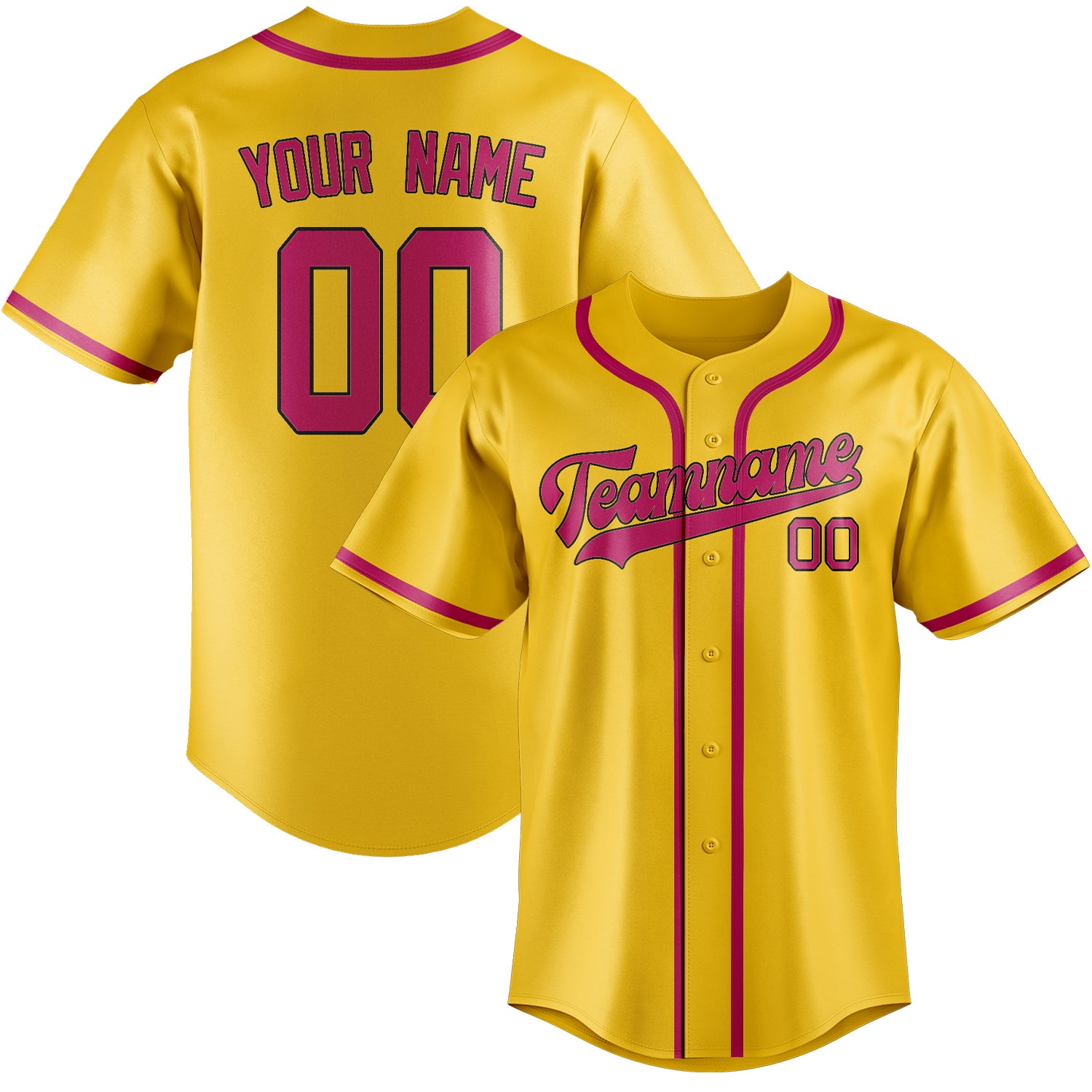 Custom Gold Pink Baseball Jersey