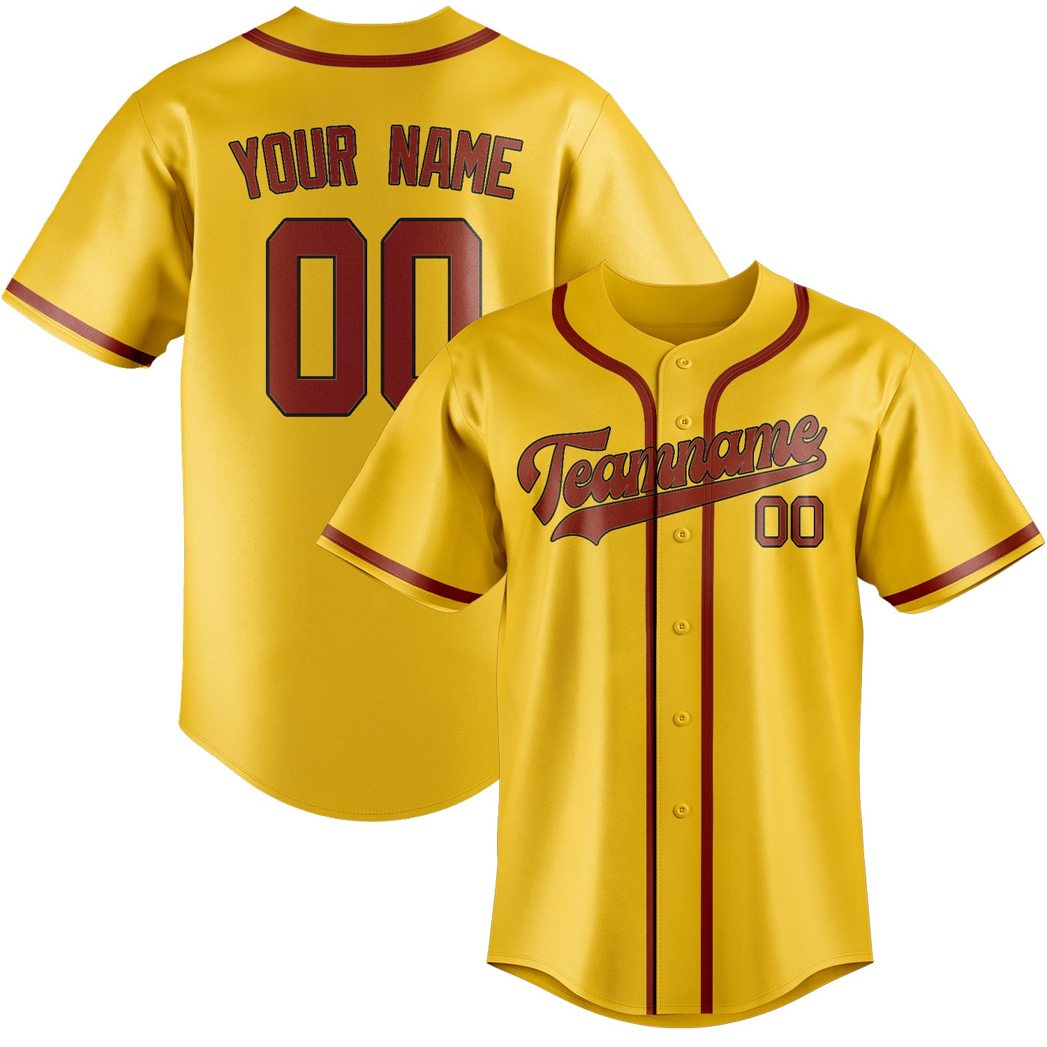 Custom Gold Coral Red Baseball Jersey