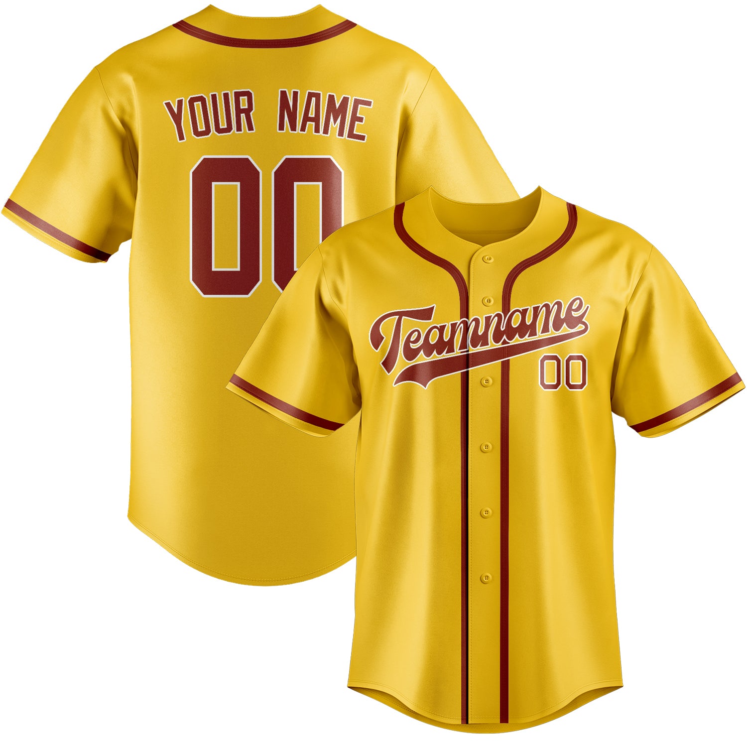 Custom Gold Coral Red Baseball Jersey