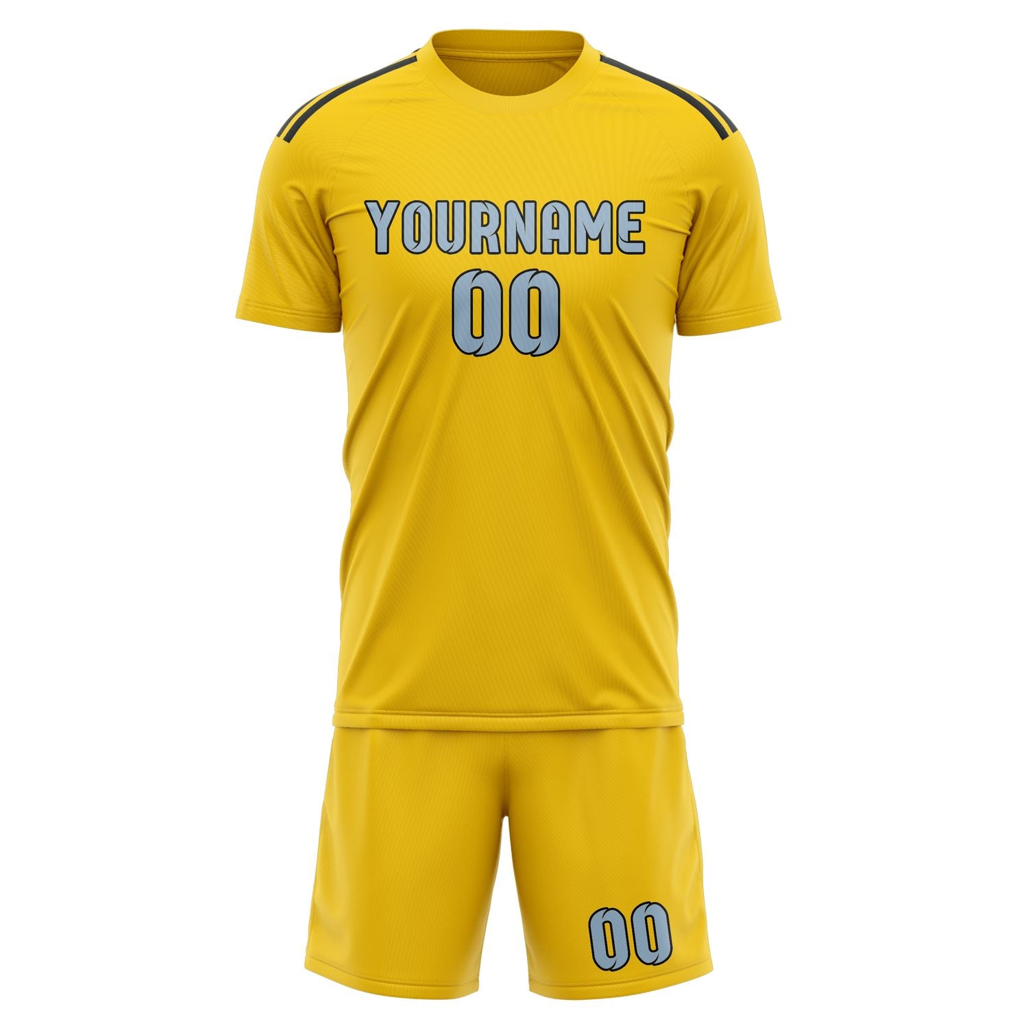 Custom Gold Light Blue Soccer Set