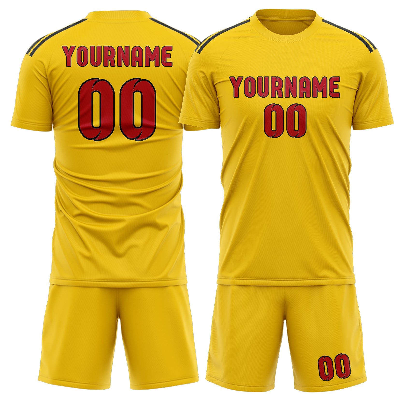 Custom Gold Red Soccer Set