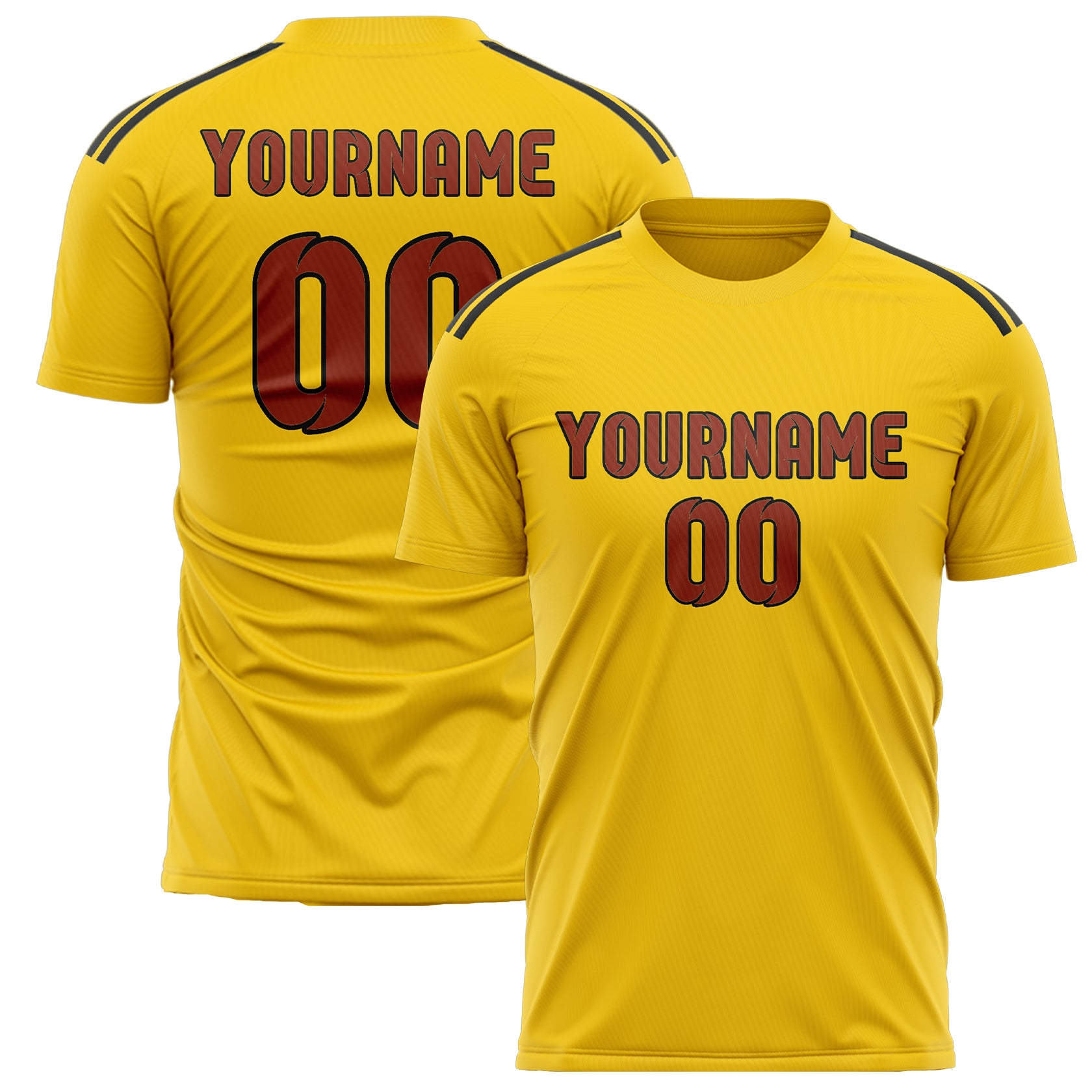 Custom Gold Coral Red Soccer Jersey