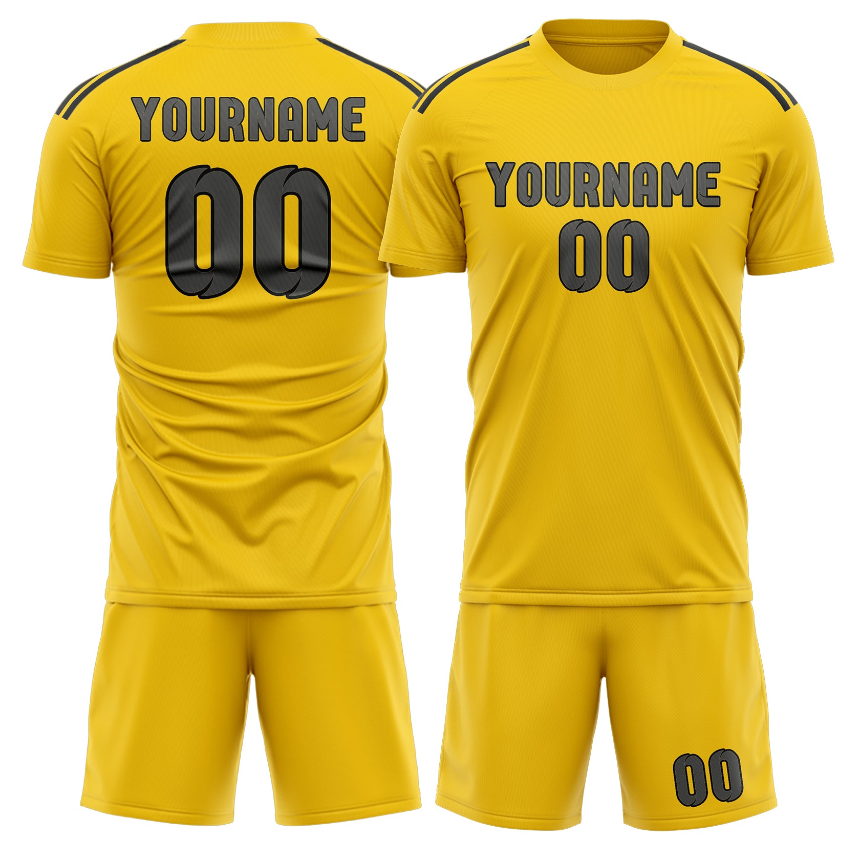 Custom Gold Dark Grey Soccer Set