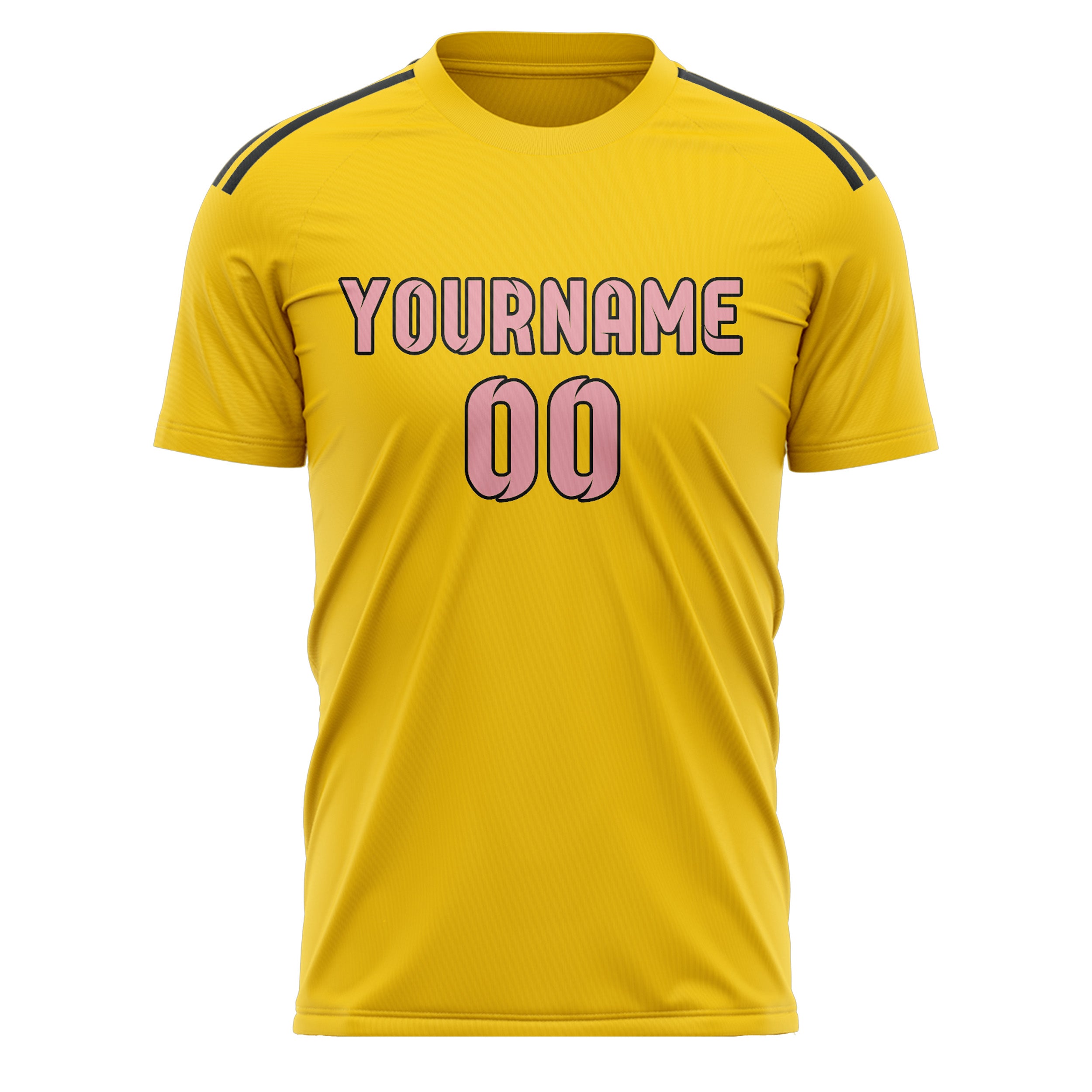Custom Gold Light Pink Soccer Jersey