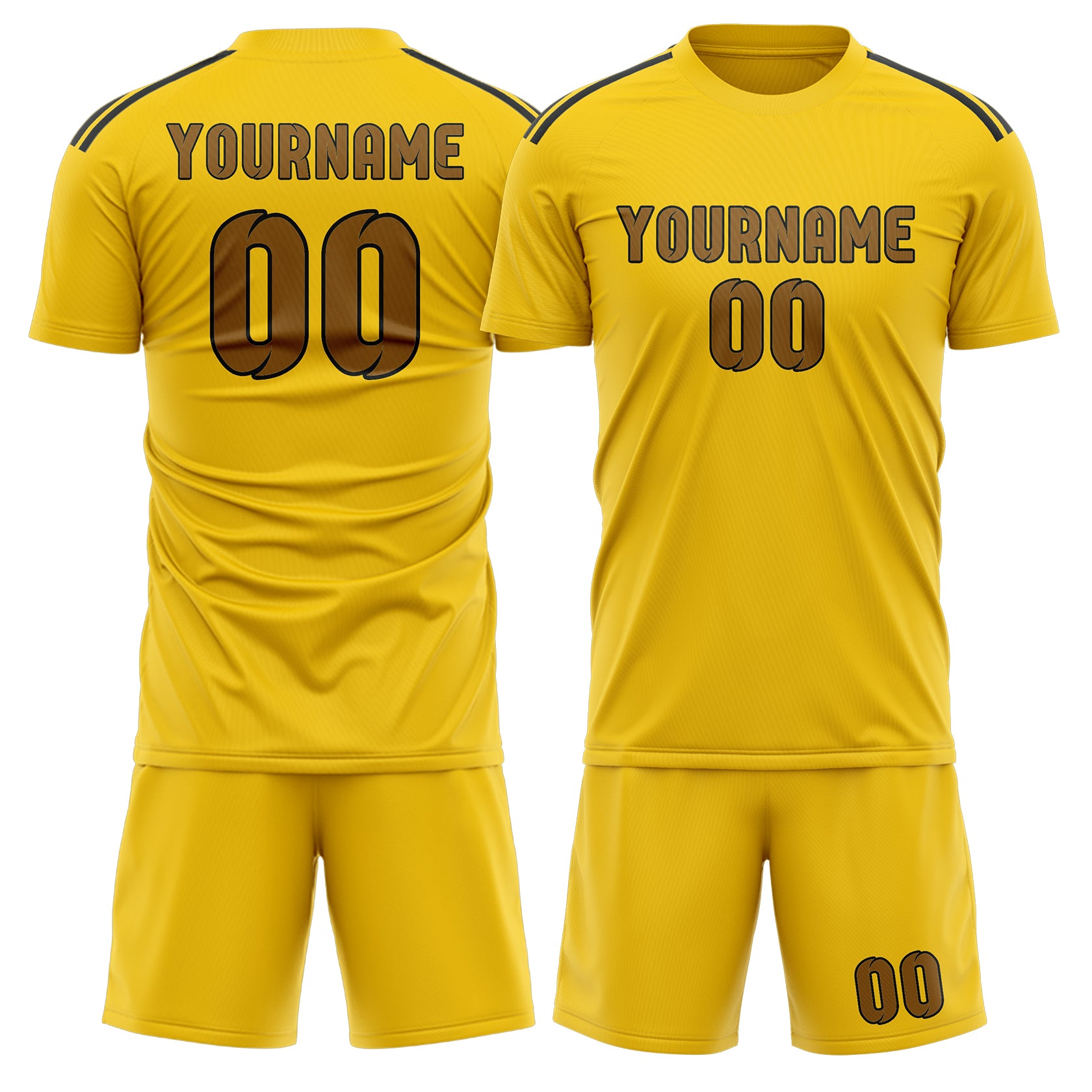 Custom Gold Khaki Soccer Set