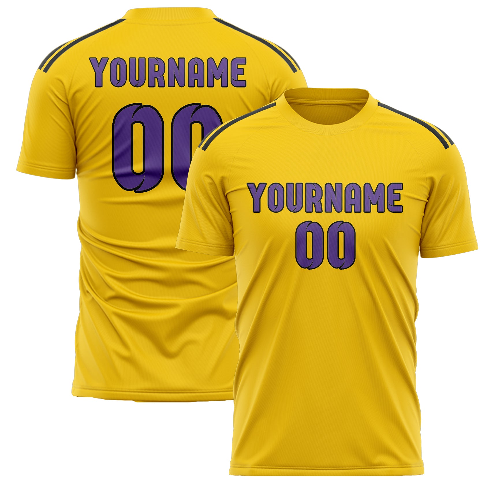 Custom Gold Light Purple Soccer Jersey
