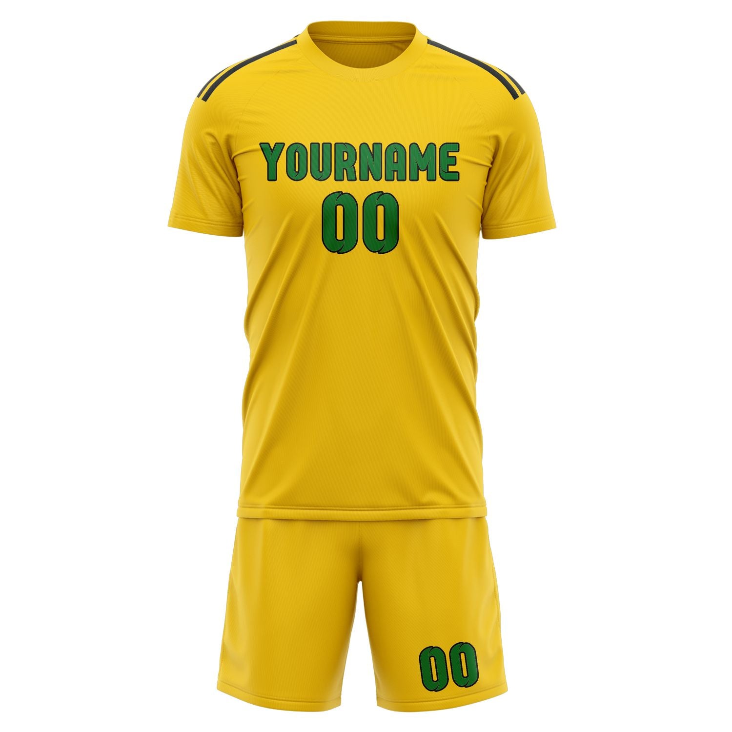 Custom Gold Emerald Green Soccer Set