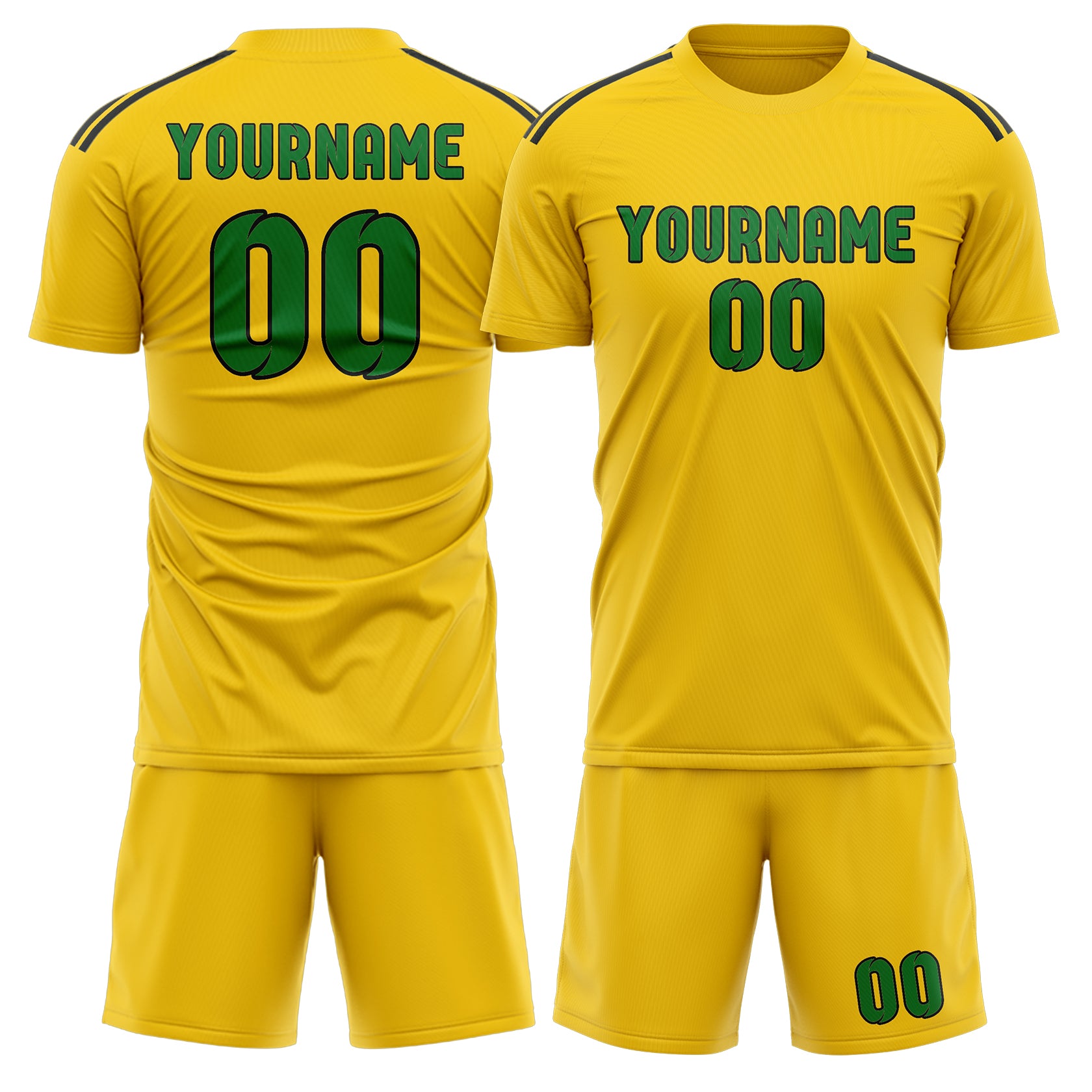Custom Gold Emerald Green Soccer Set