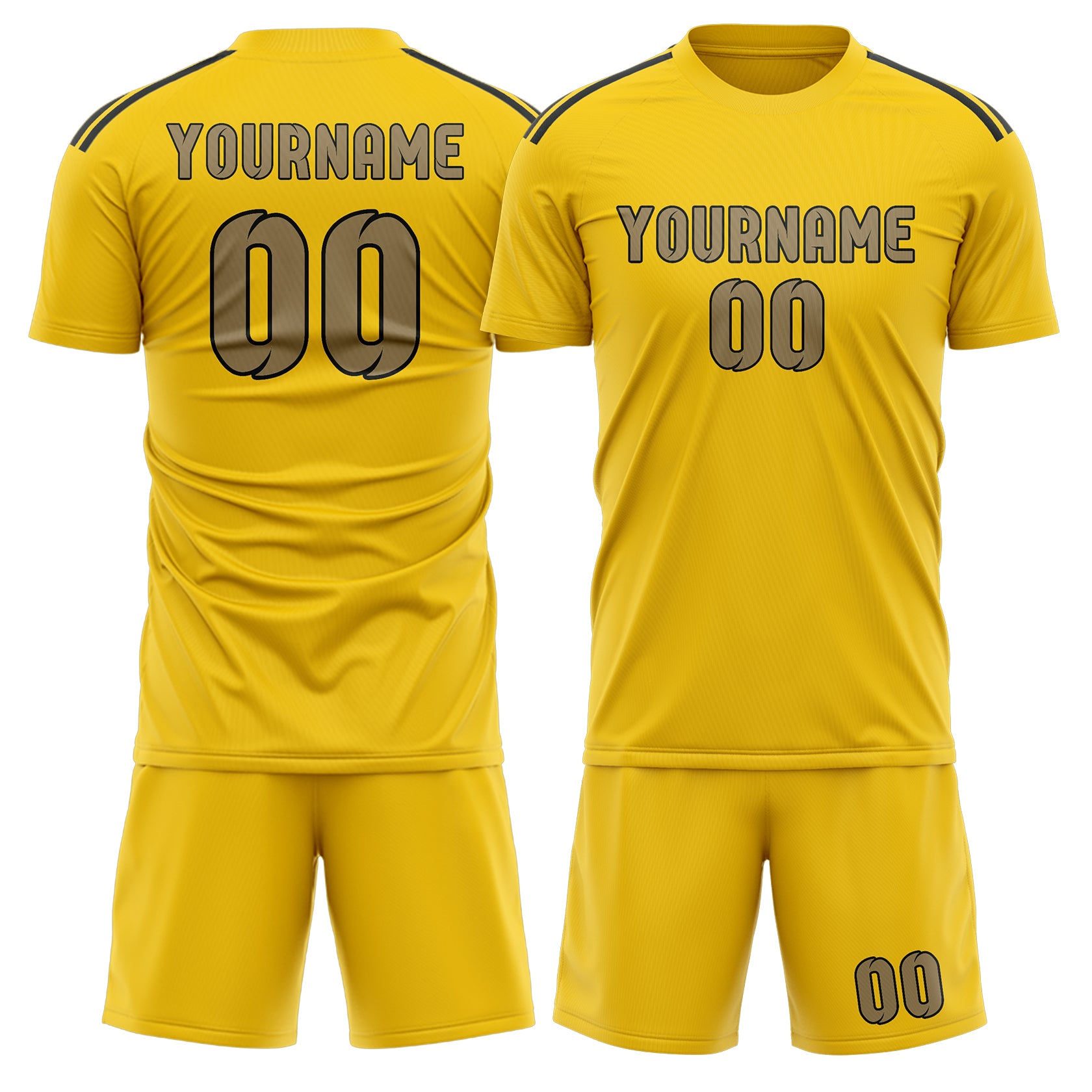 Custom Gold Light Khaki Soccer Set