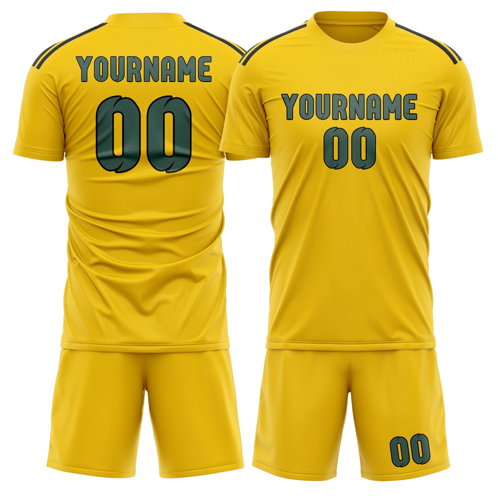Custom Gold Blue Green Soccer Set