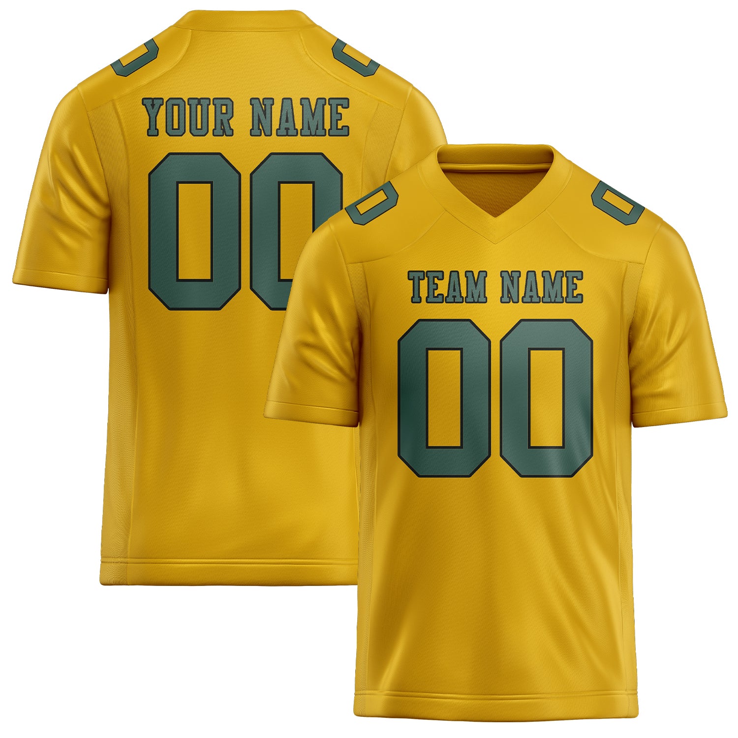 Custom Gold Blue Green Football Jersey