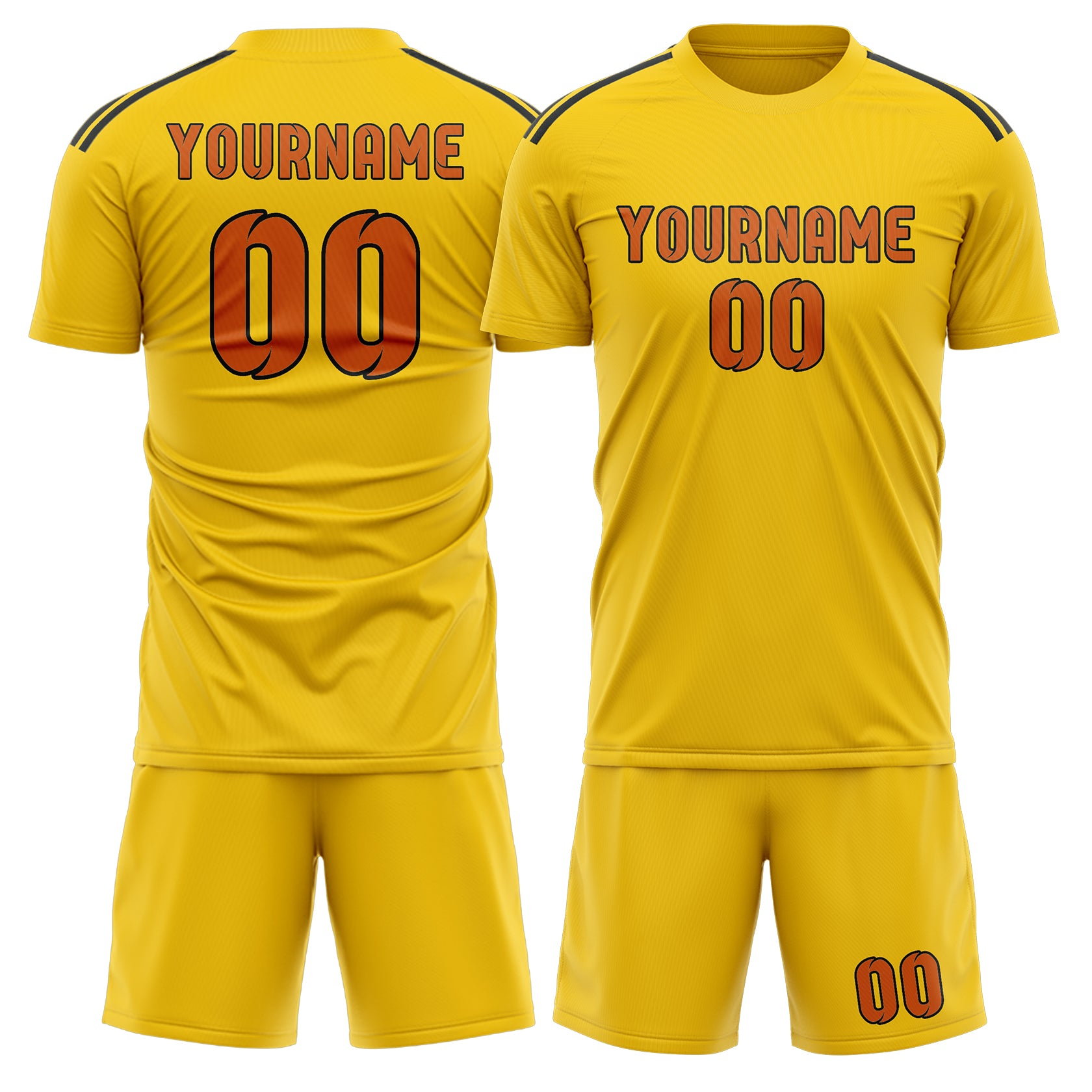 Custom Gold Orange Soccer Set