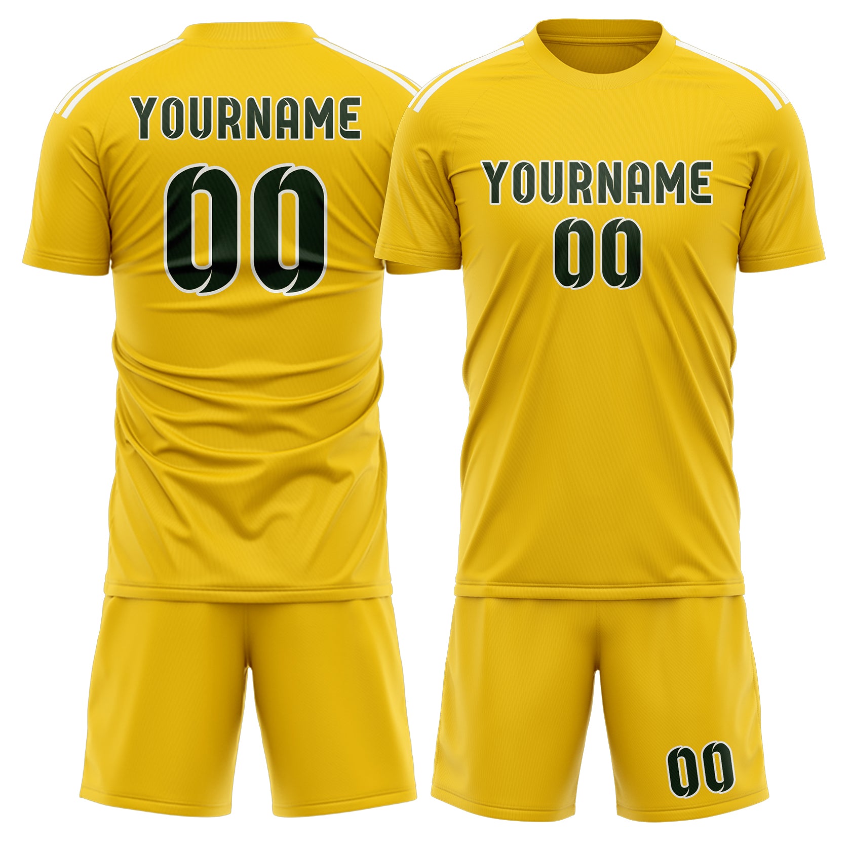 Custom Gold Dark Green Soccer Set