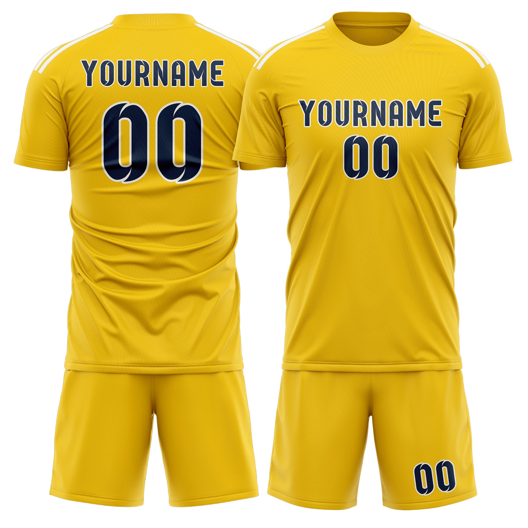 Custom Gold Blue Soccer Set