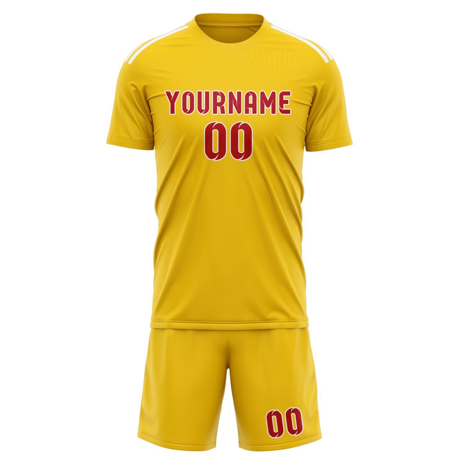 Custom Gold Red Soccer Set