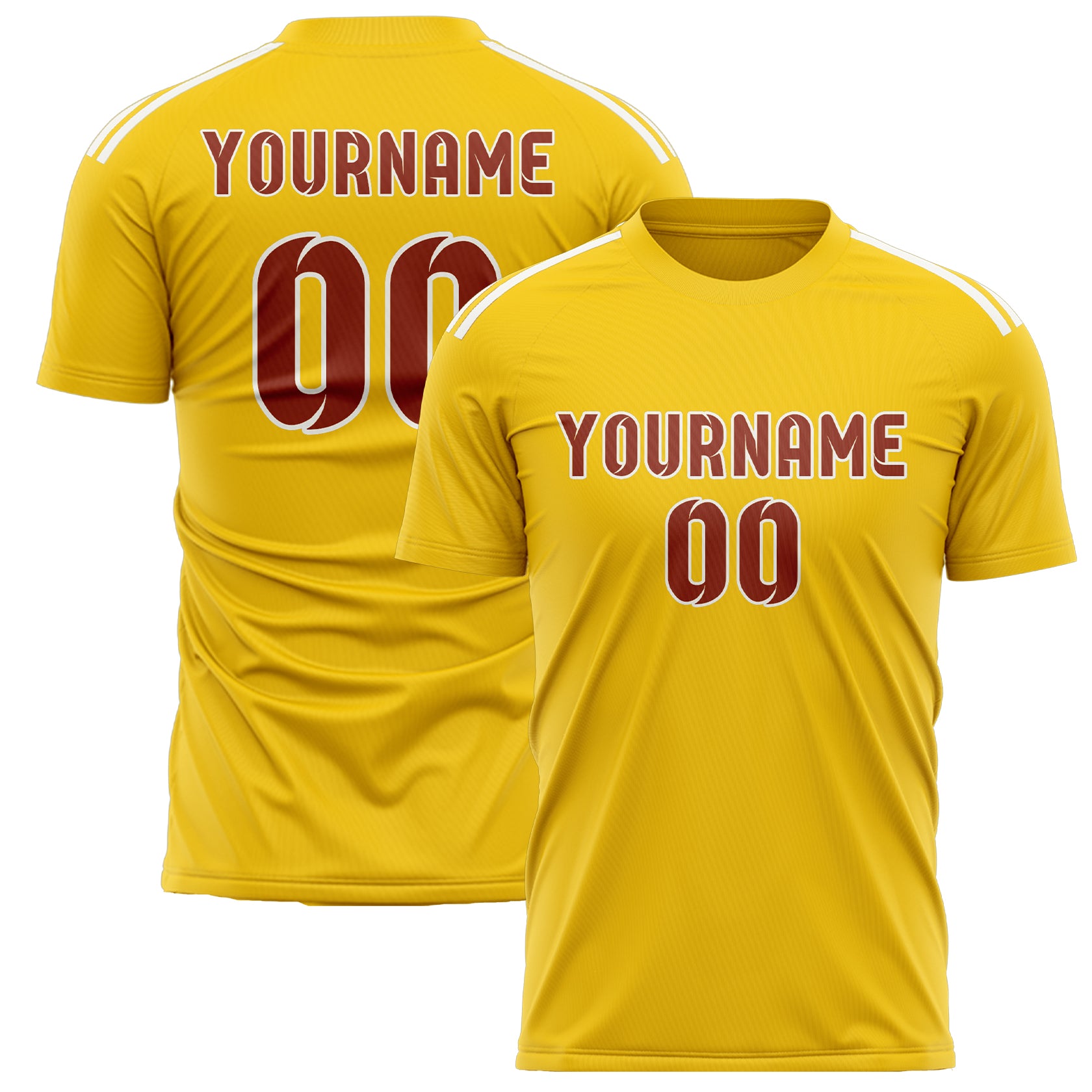 Custom Gold Coral Red Soccer Jersey