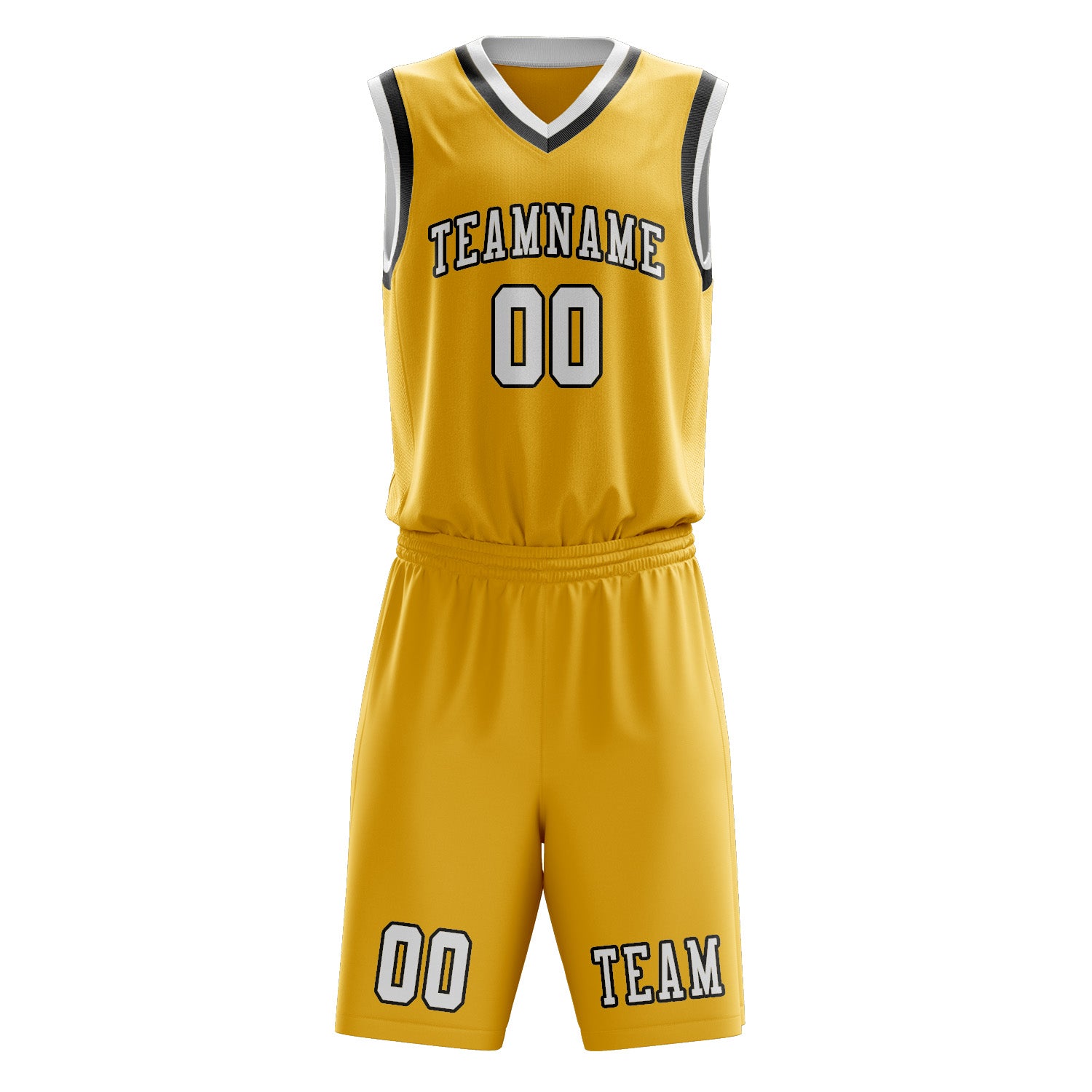 Custom Gold White Basketball Set