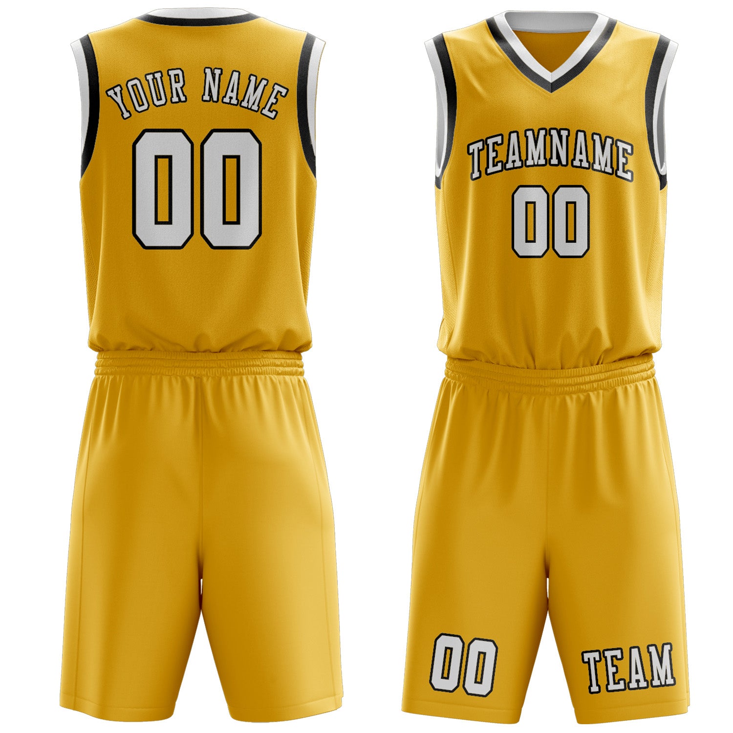 Custom Gold White Basketball Set