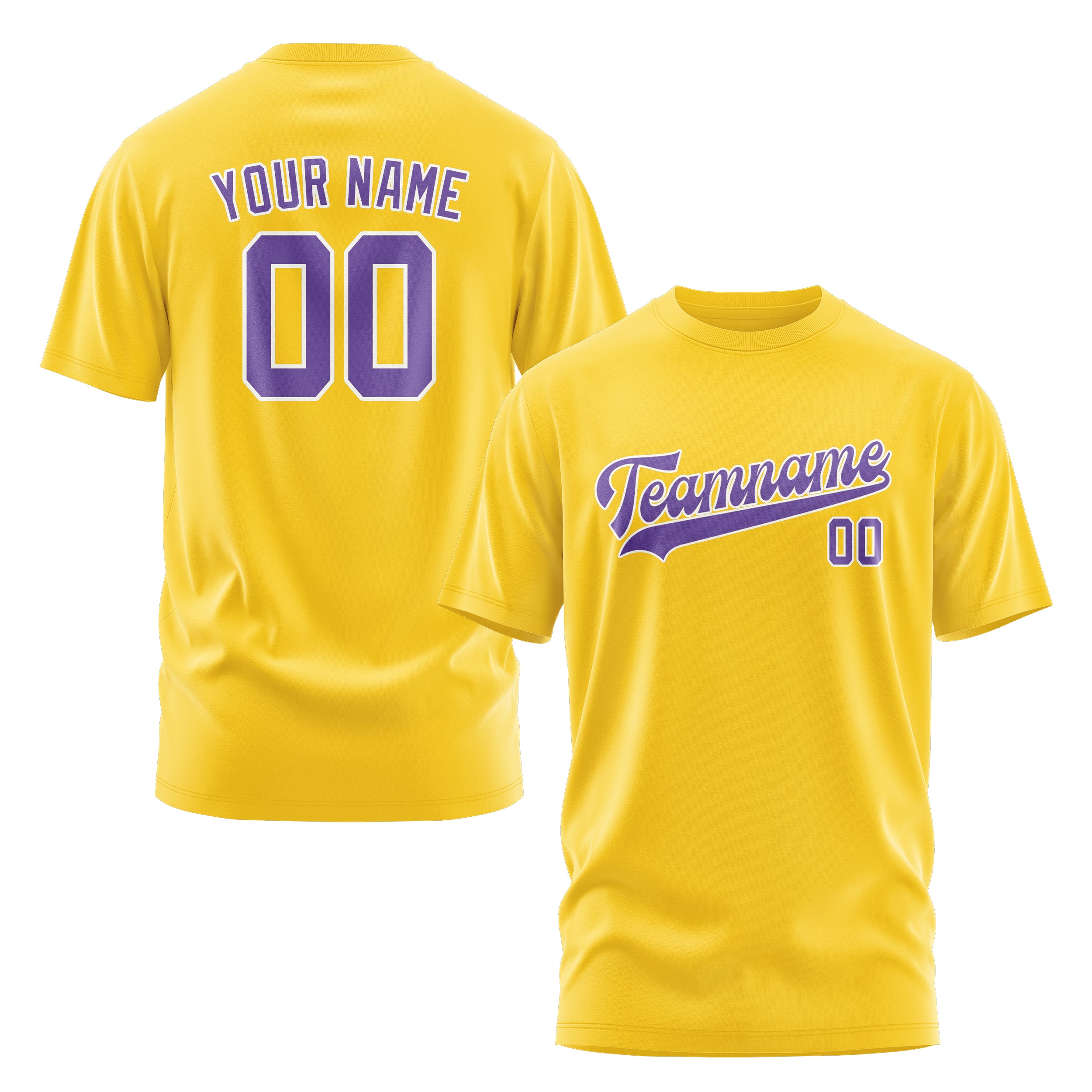 Custom Gold Light Purple T-Shirt