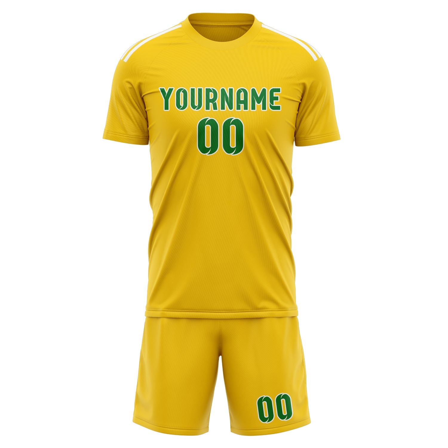Custom Gold Emerald Green Soccer Set