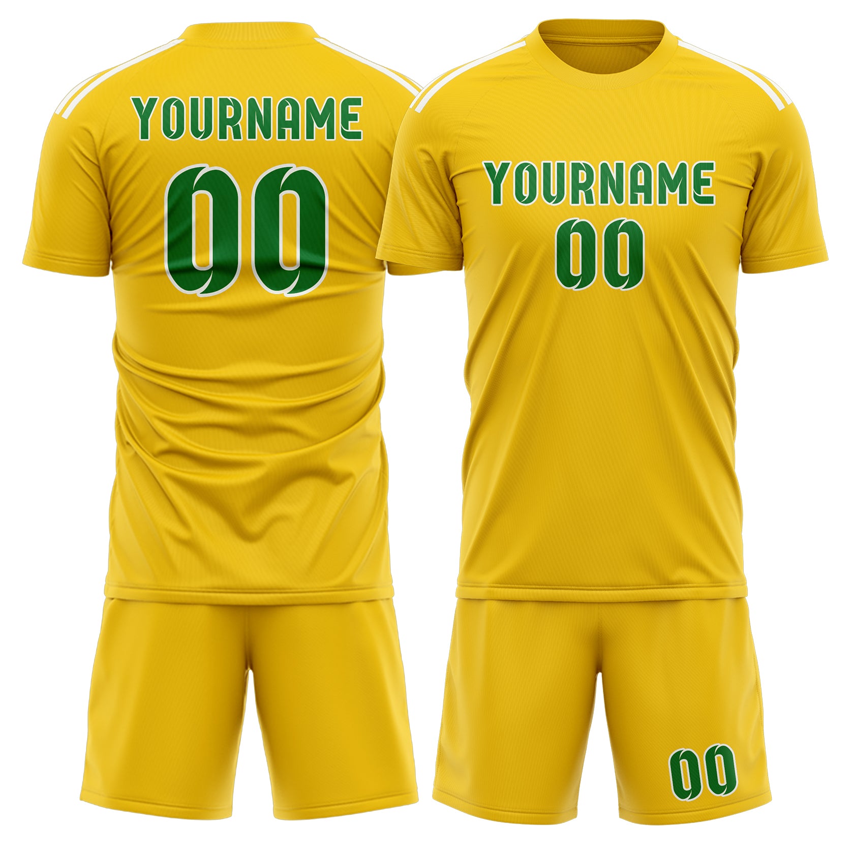 Custom Gold Emerald Green Soccer Set