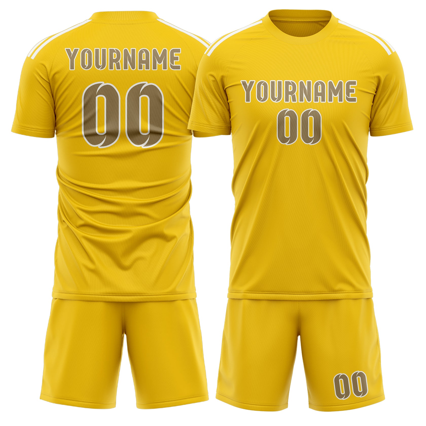 Custom Gold Light Khaki Soccer Set