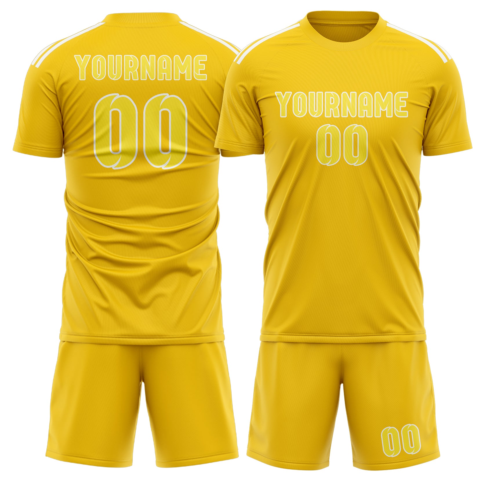 Custom Gold Light Yellow Soccer Set