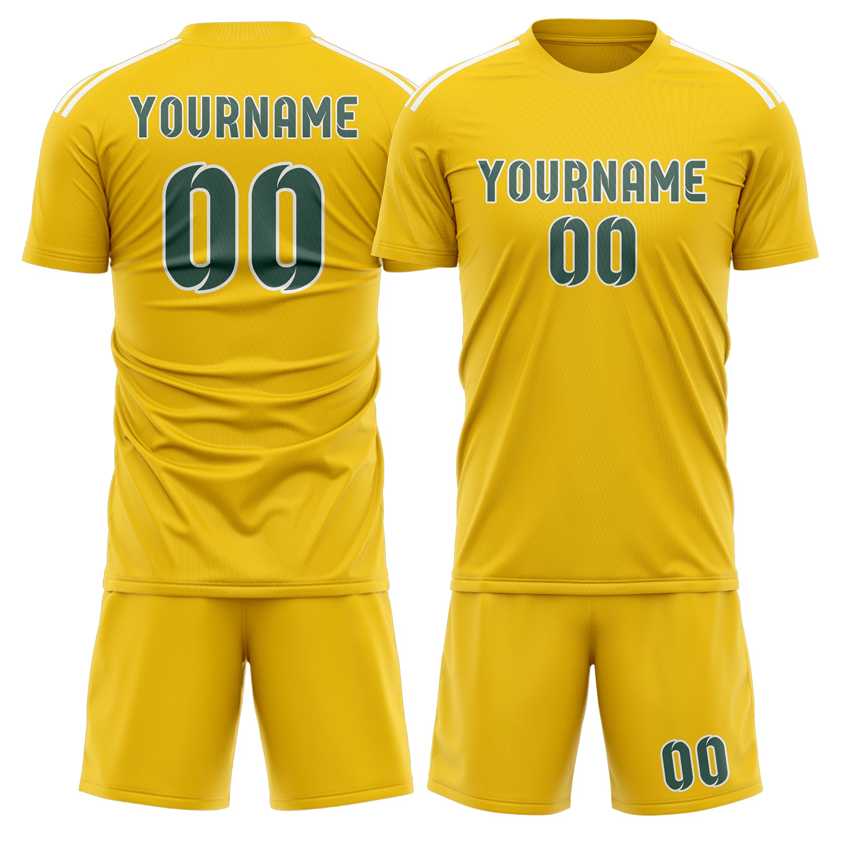 Custom Gold Blue Green Soccer Set