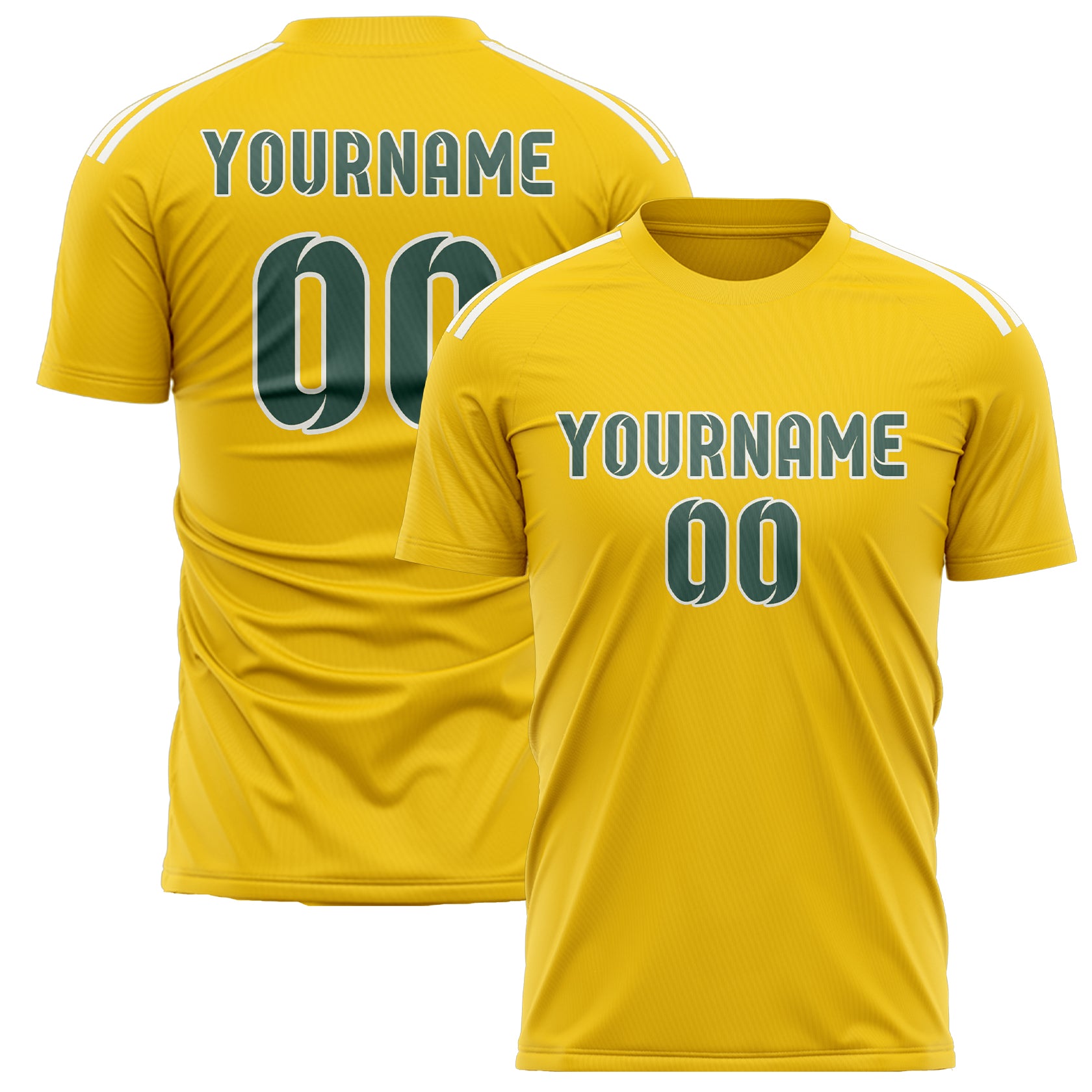 Custom Gold Blue Green Soccer Jersey