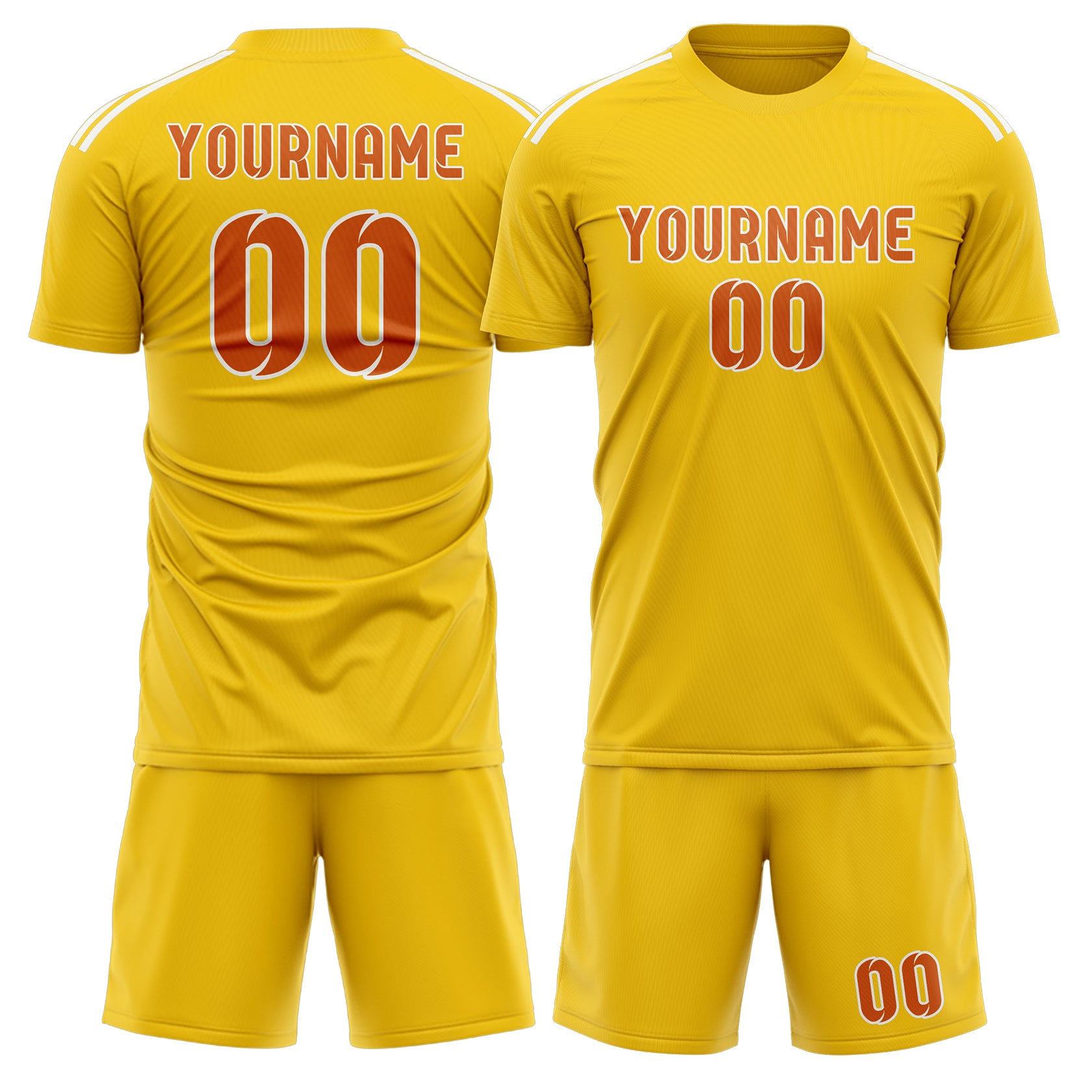 Custom Gold Orange Soccer Set
