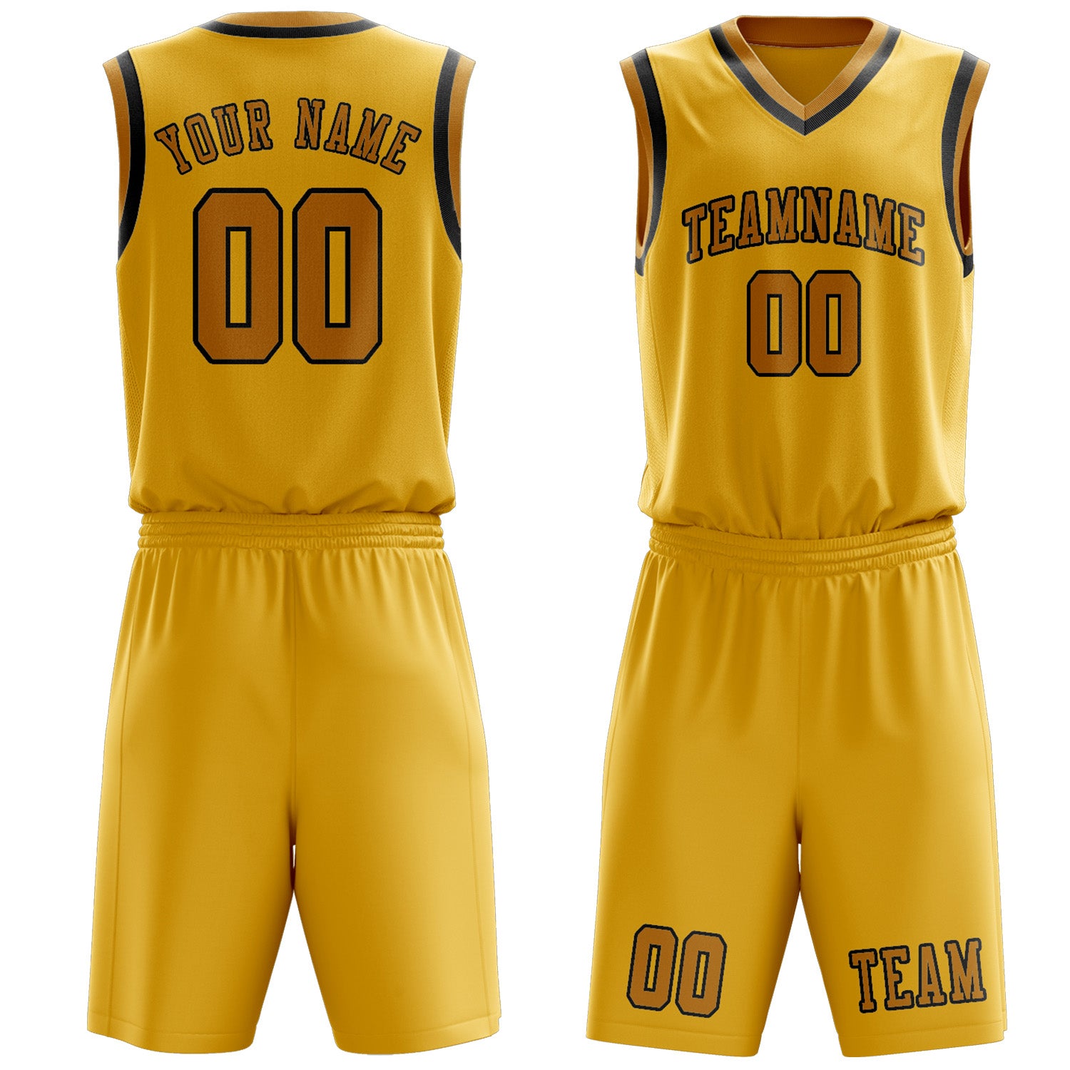 Custom Gold Yellow Basketball Set