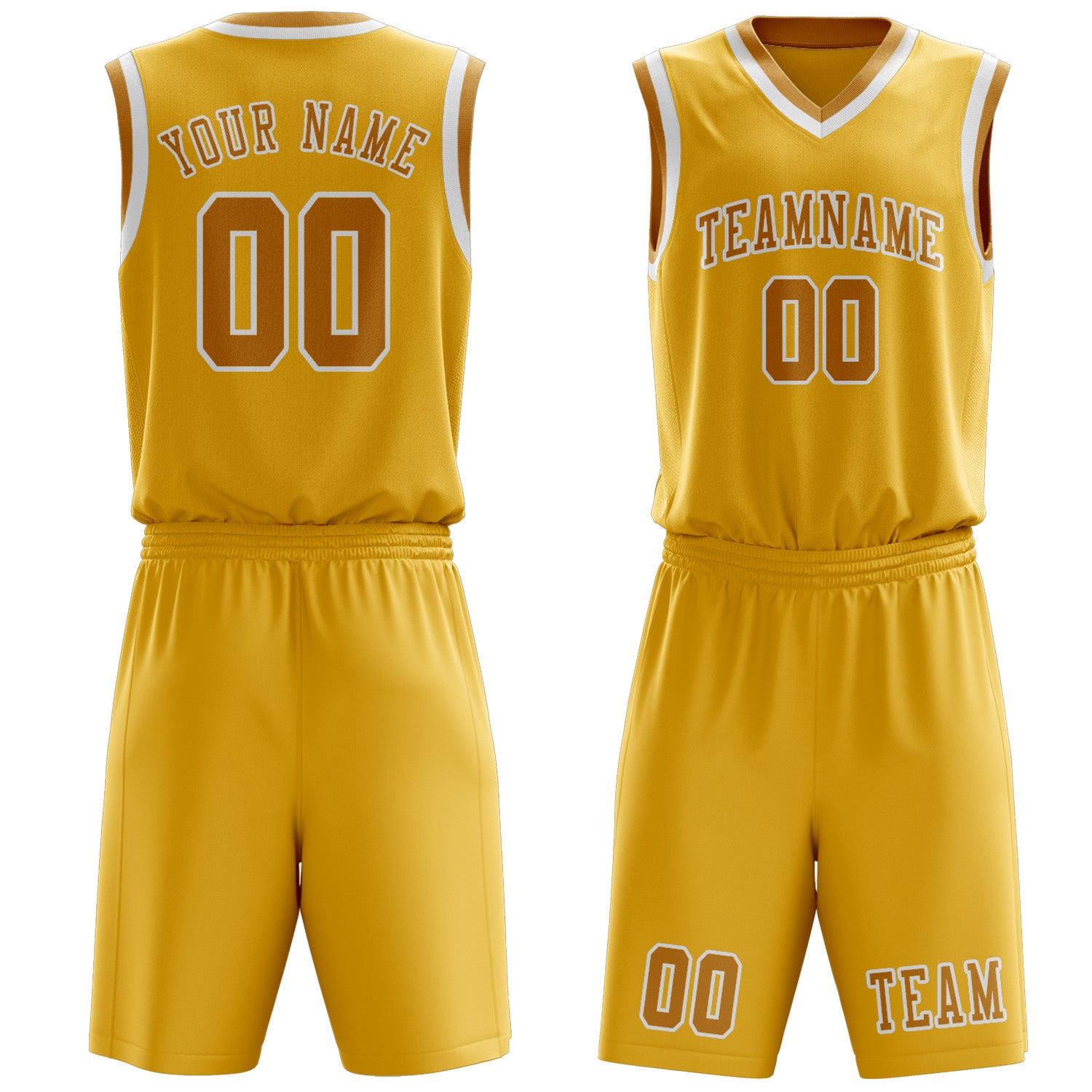 Custom Gold Yellow Basketball Set