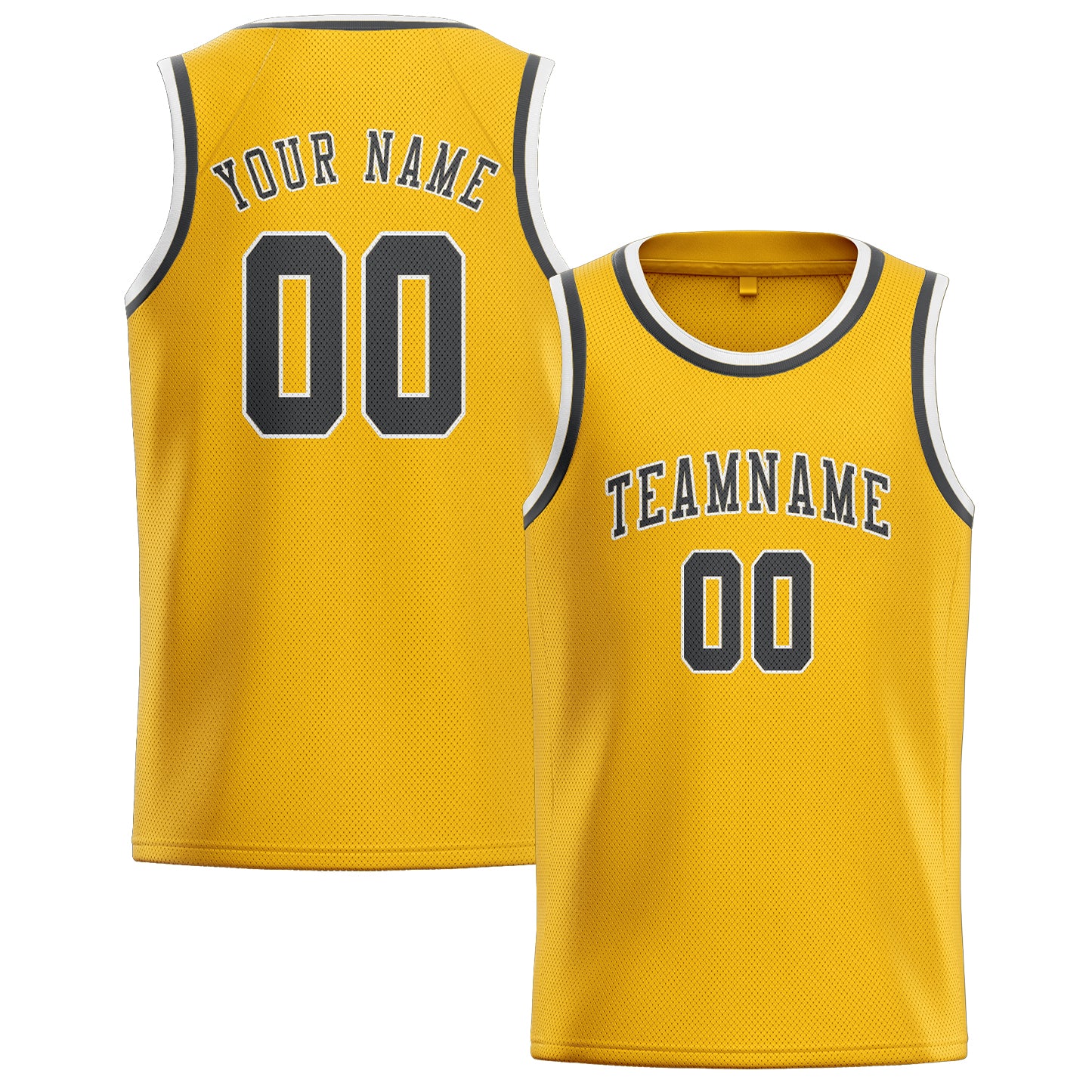 Custom Gold Dark Grey Basketball Jersey