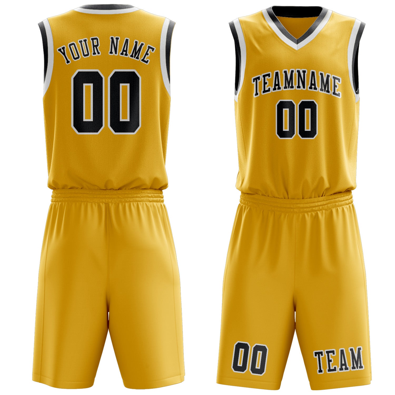 Custom Gold Dark Grey Basketball Set