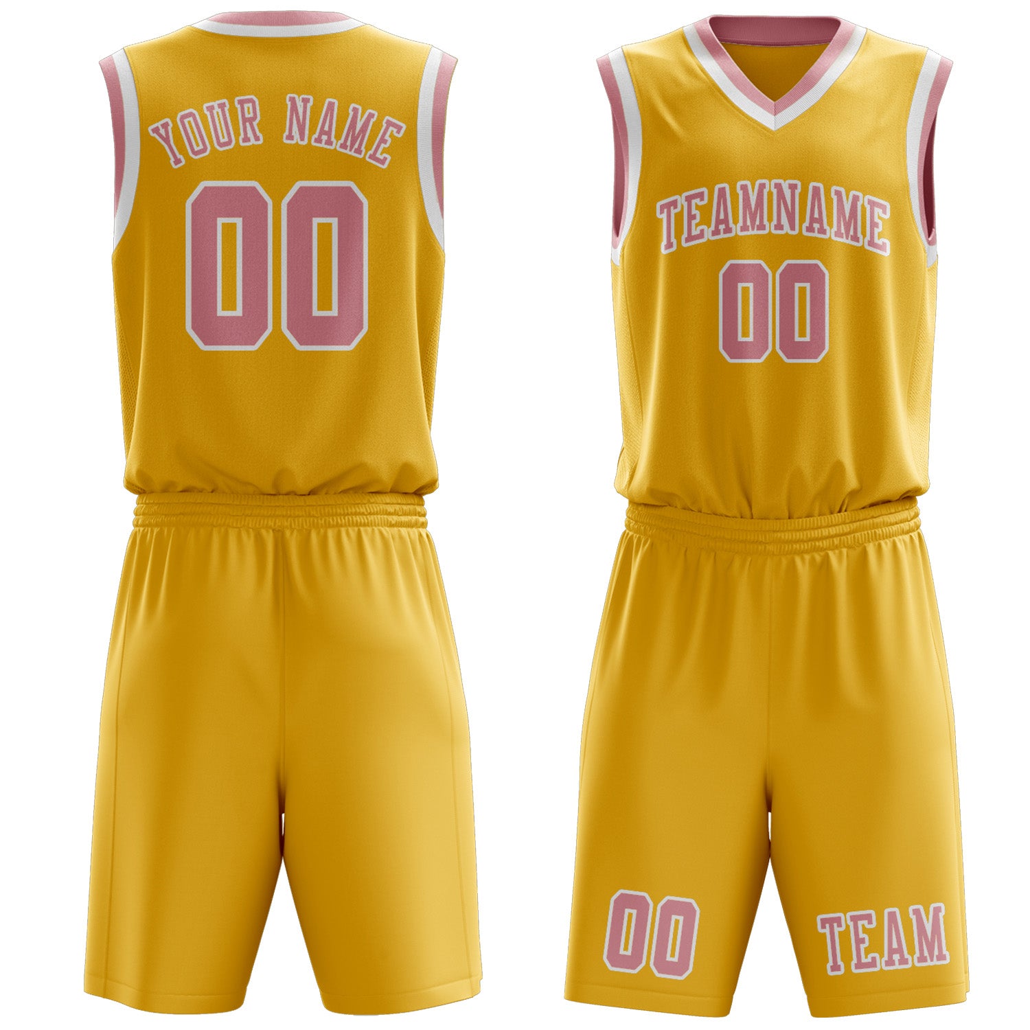 Custom Gold Light Pink Basketball Set