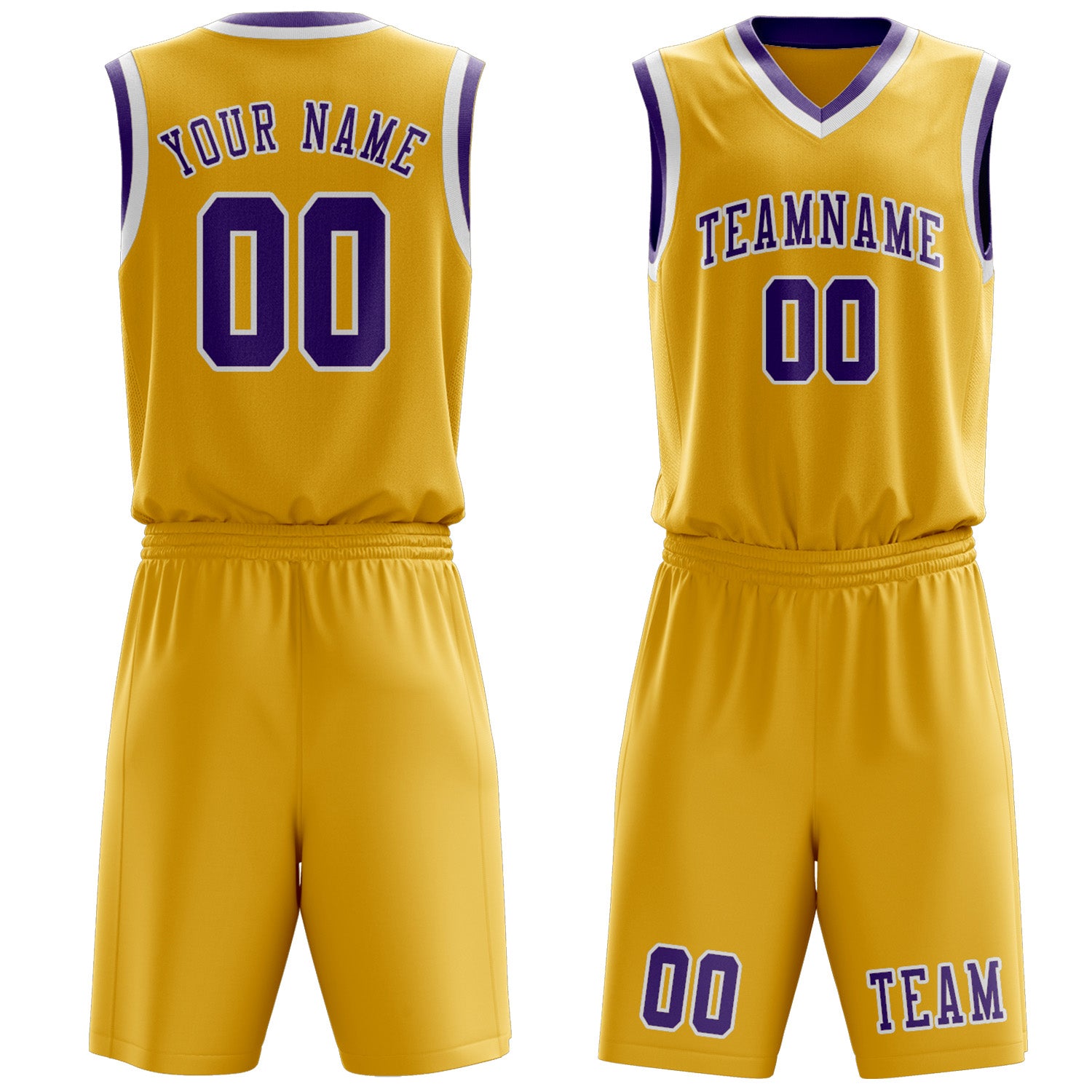 Custom Gold Light Purple Basketball Set