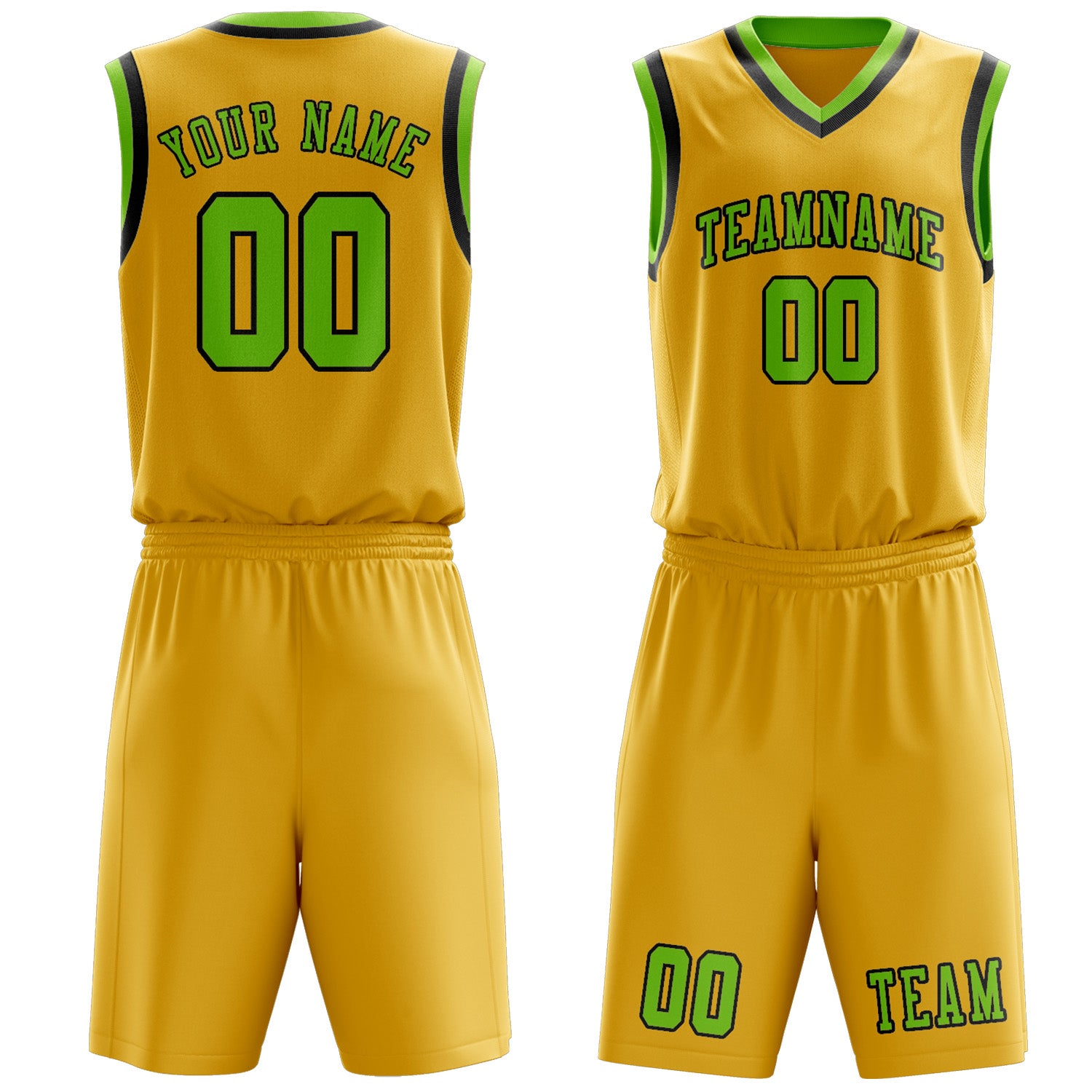 Custom Gold Emerald Green Basketball Set