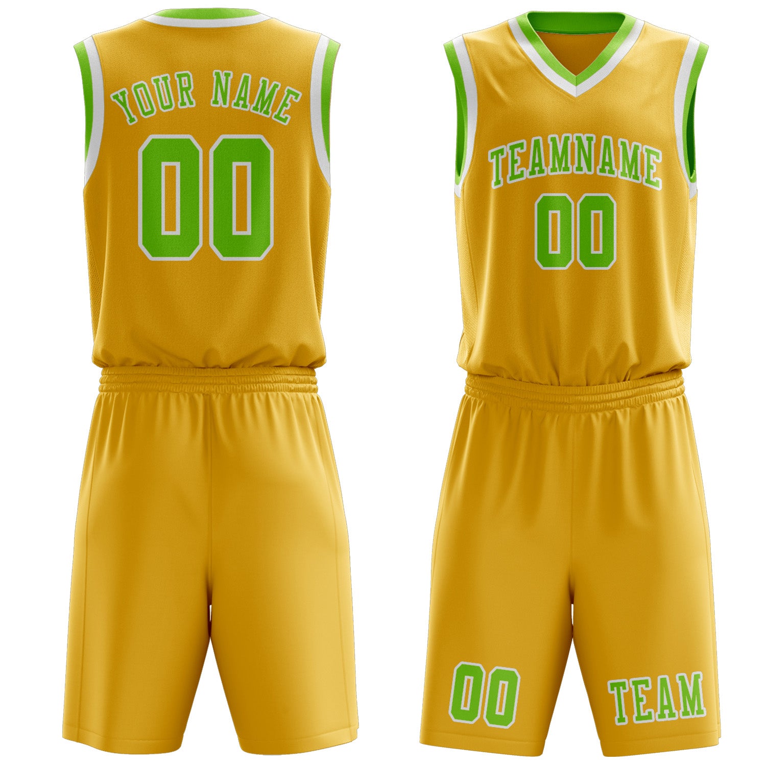 Custom Gold Emerald Green Basketball Set