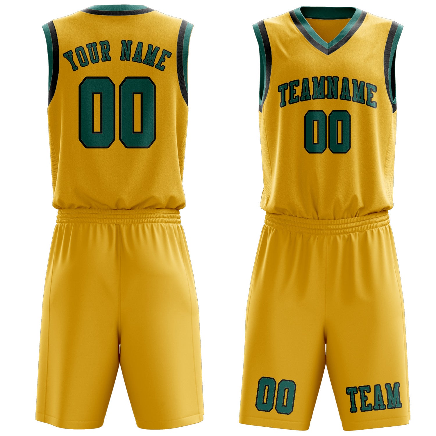 Custom Gold Blue Green Basketball Set