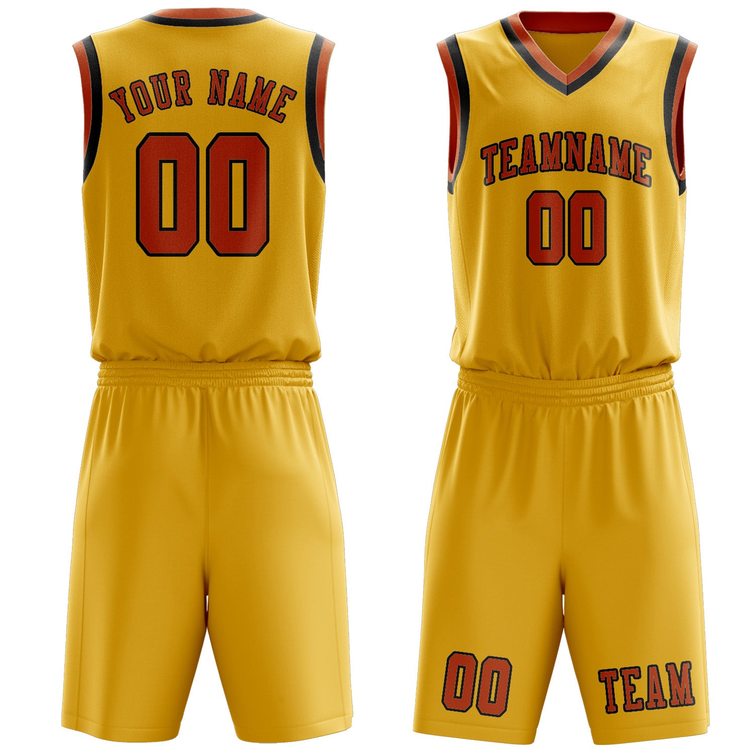 Custom Gold Orange Basketball Set