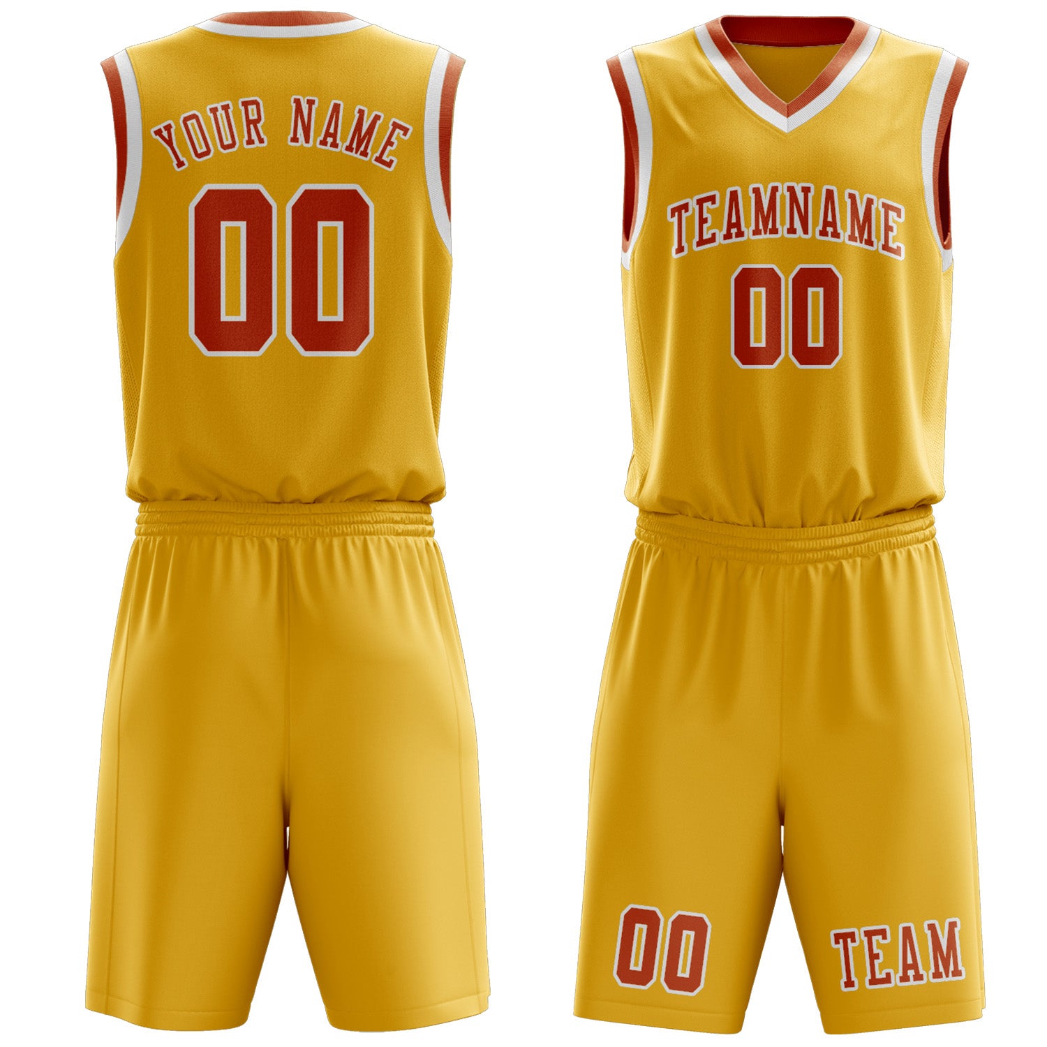 Custom Gold Orange Basketball Set