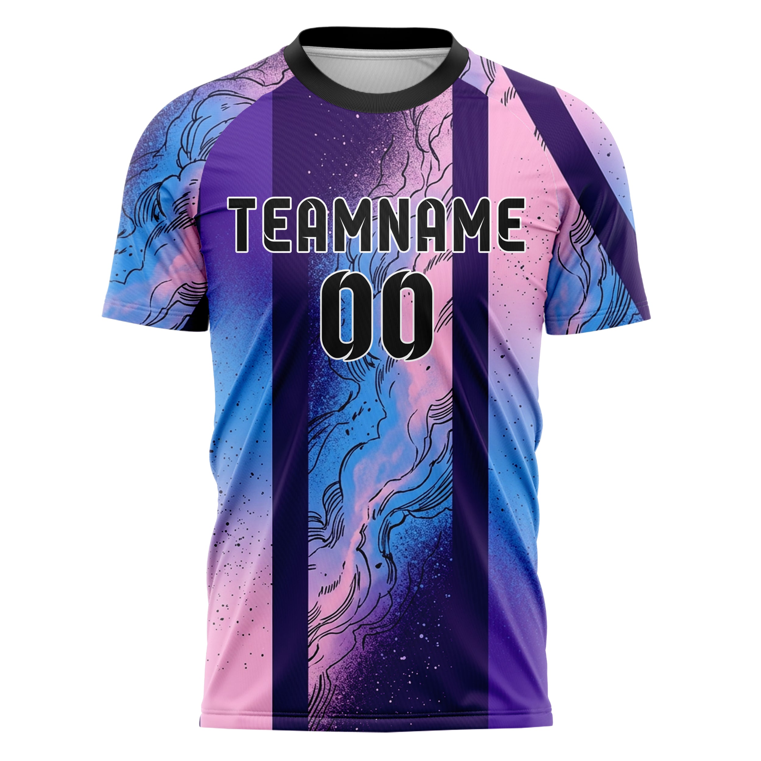 Violet Blue Pink Gradient Nebula Pigment Cloud Custom Soccer Jersey