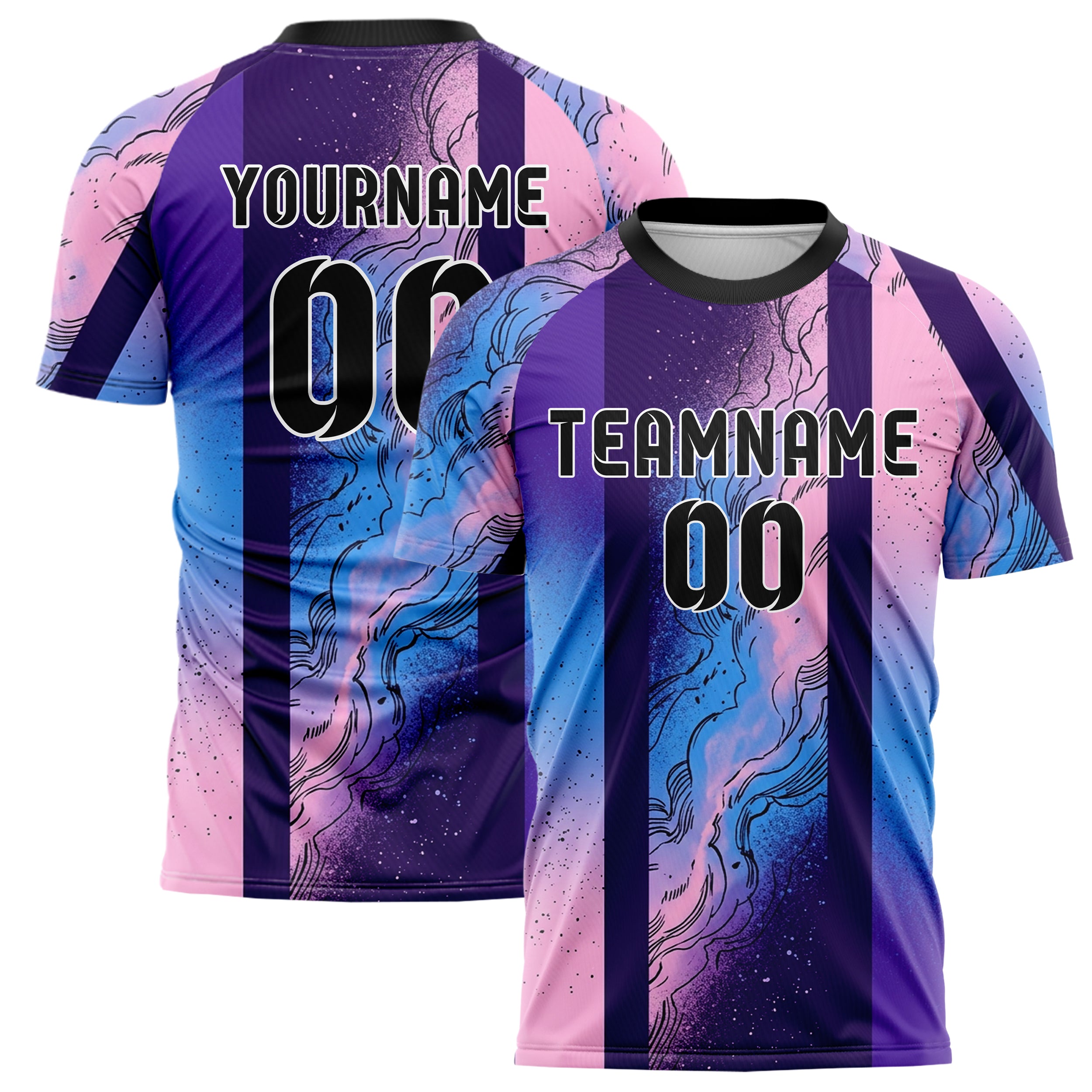 Violet Blue Pink Gradient Nebula Pigment Cloud Custom Soccer Jersey
